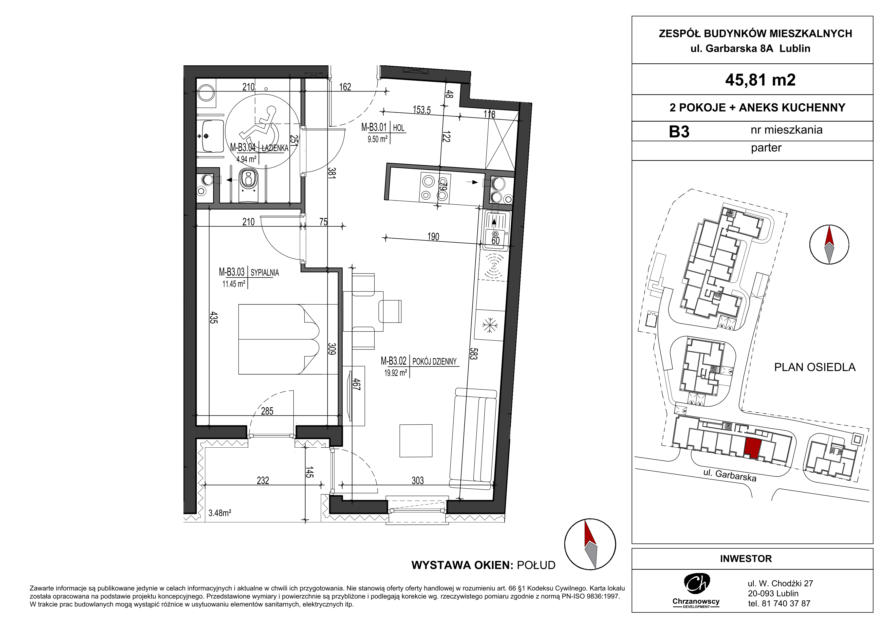 Mieszkanie 45,81 m², parter, oferta nr B3, Garbarska Urban Koncept, Lublin, Bronowice, Bronowice, ul. Garbarska-idx