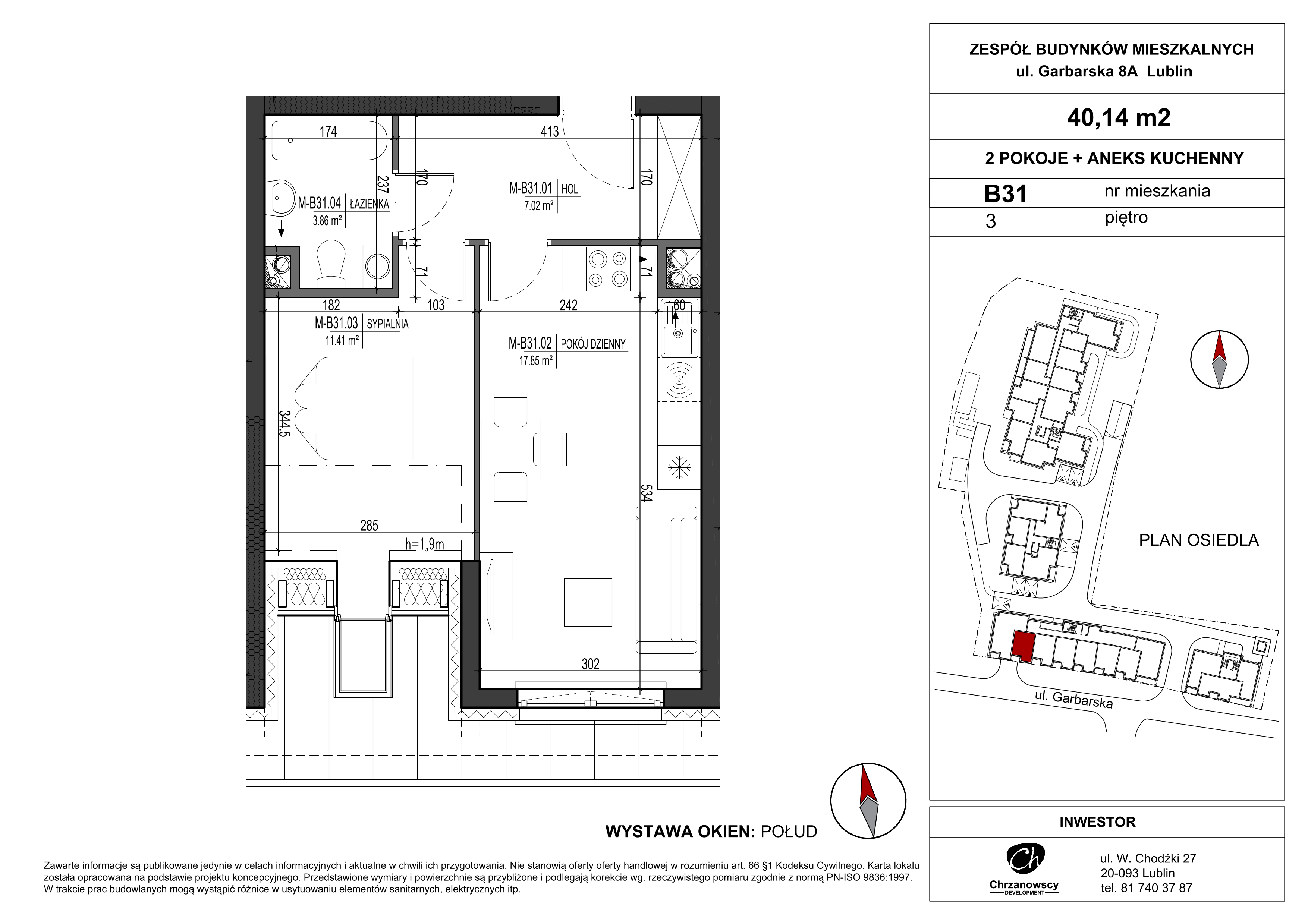 Mieszkanie 39,92 m², piętro 3, oferta nr B31, Garbarska Urban Koncept, Lublin, Bronowice, Bronowice, ul. Garbarska-idx