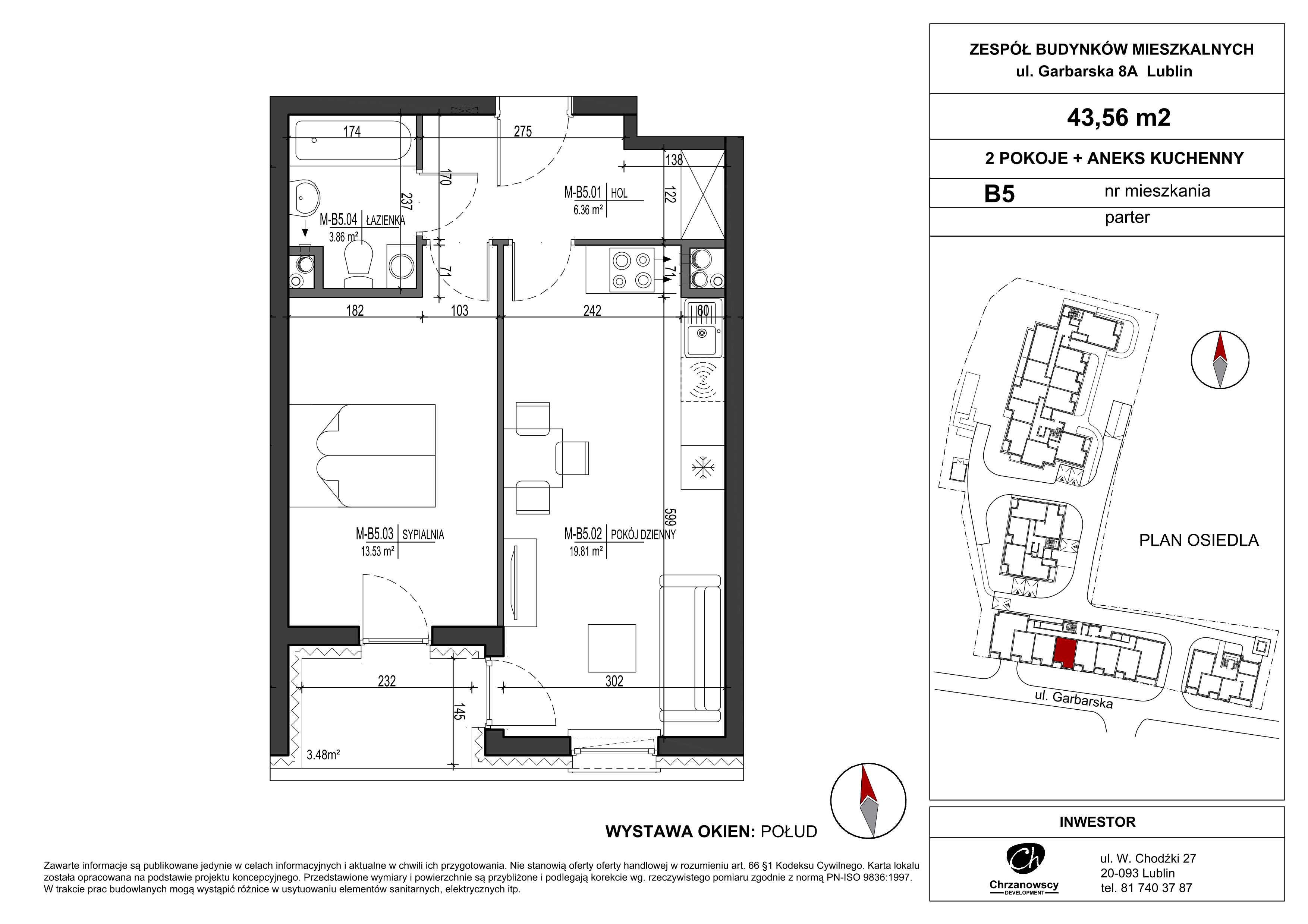 Mieszkanie 43,56 m², parter, oferta nr B5, Garbarska Urban Koncept, Lublin, Bronowice, Bronowice, ul. Garbarska-idx