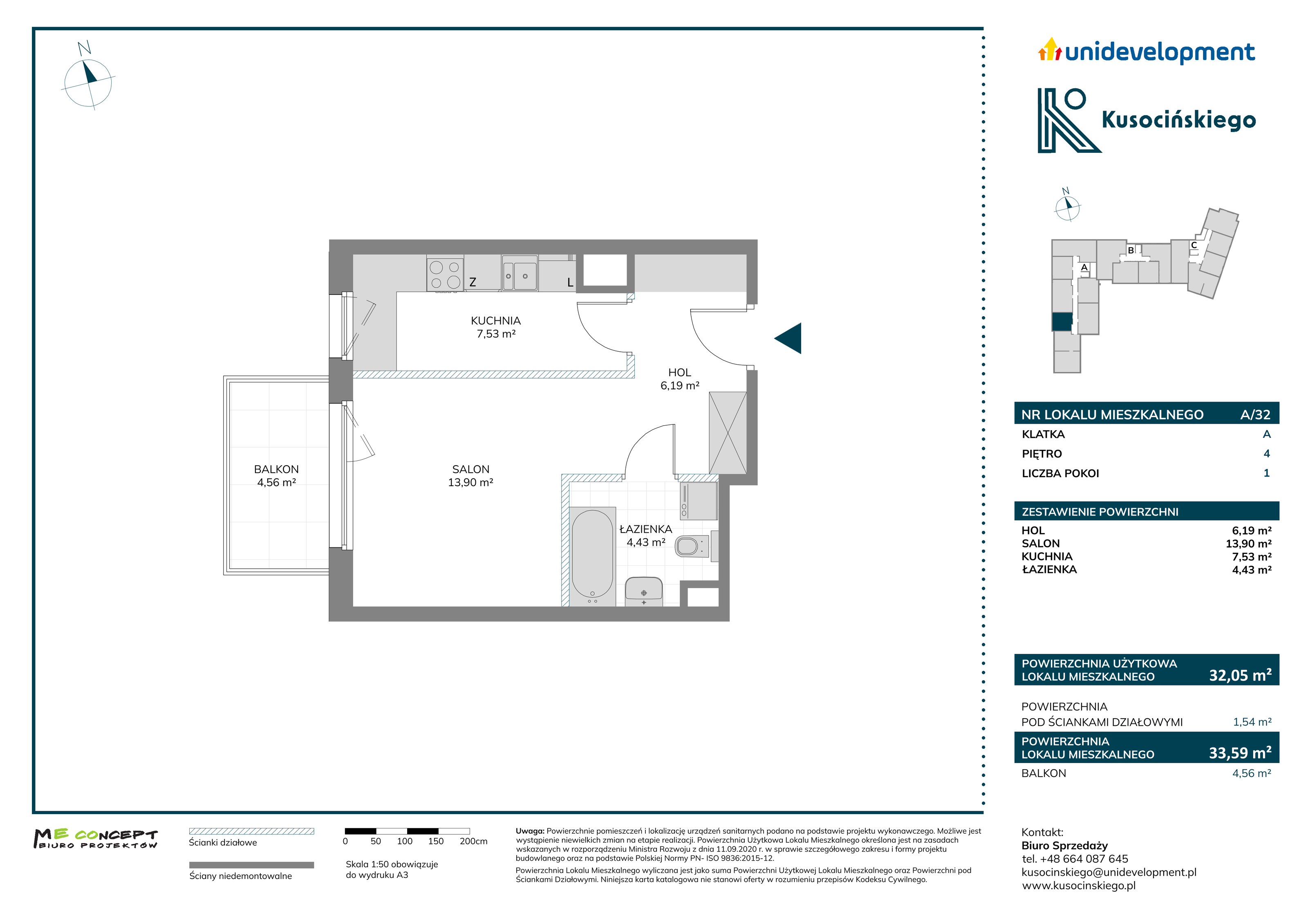 Mieszkanie 33,59 m², piętro 4, oferta nr A/32, Kusocińskiego, Gdańsk, Piecki-Migowo, Morena, ul. Kusocińskiego-idx