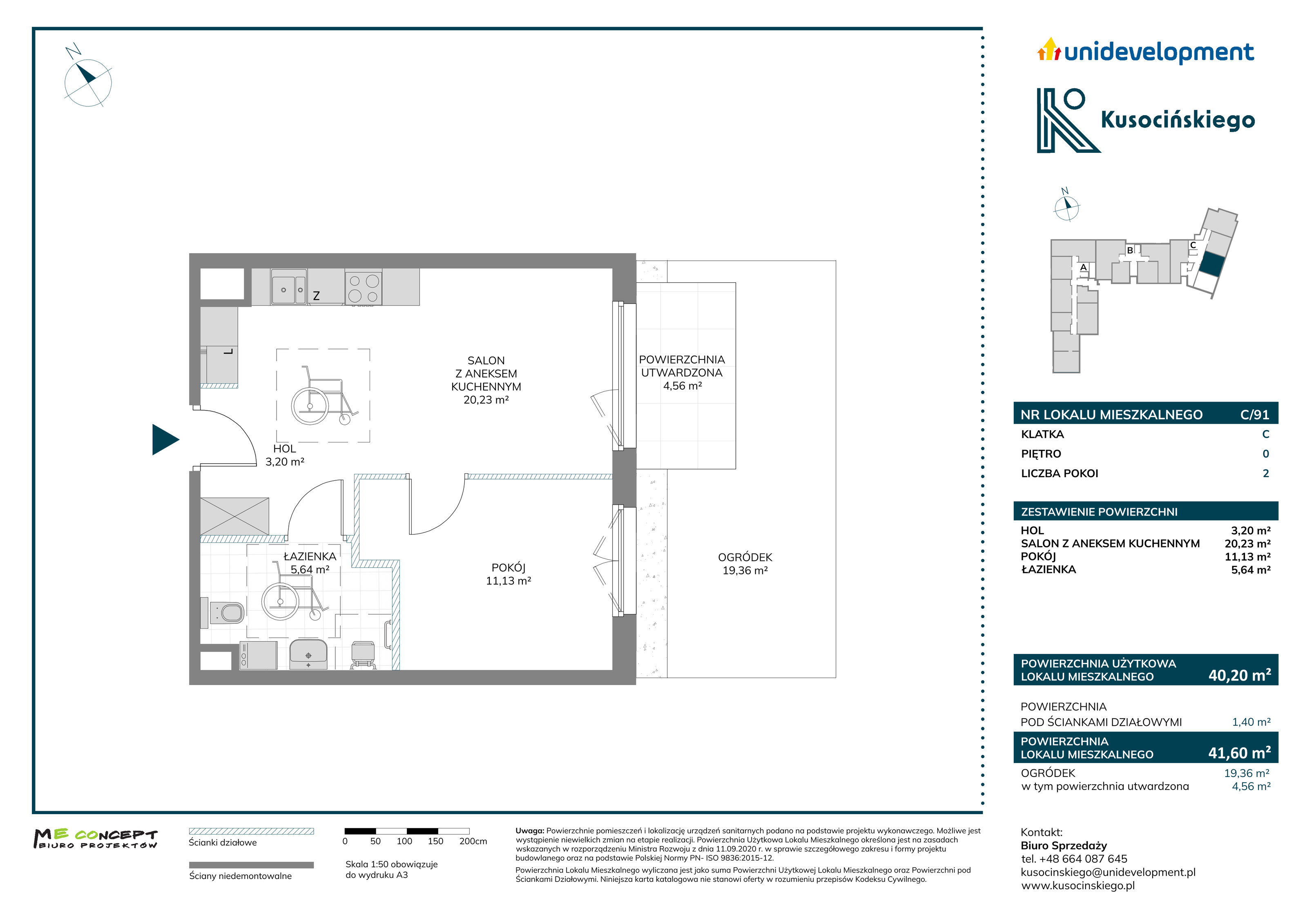 Mieszkanie 41,60 m², parter, oferta nr C/91, Kusocińskiego, Gdańsk, Piecki-Migowo, Morena, ul. Kusocińskiego-idx