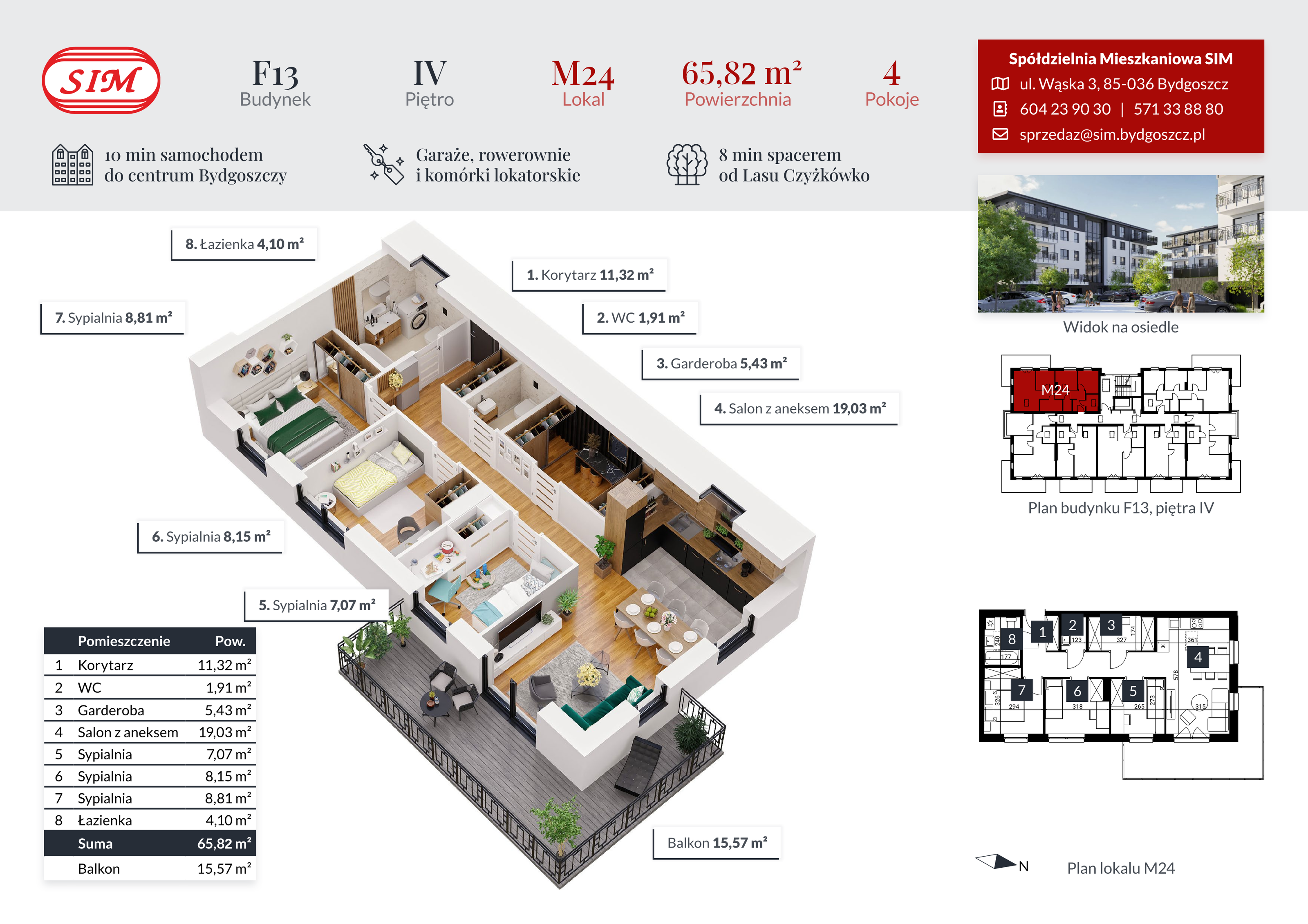 Mieszkanie 65,82 m², piętro 4, oferta nr F13-M24, Tęczowy Zakątek, Bydgoszcz, Czyżkówko, ul. Filtrowa-idx