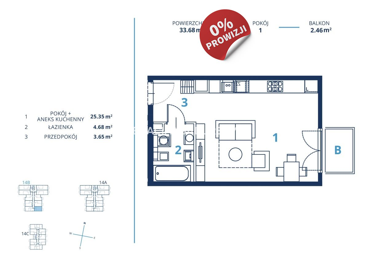 Mieszkanie 33,68 m², piętro 2, oferta nr , BS2-MS-300785-16, Kraków, Dębniki, Ruczaj, Bunscha-idx