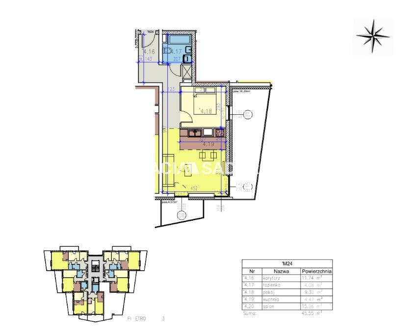 Mieszkanie 45,55 m², piętro 3, oferta nr , BS2-MS-291139-61, Kraków, Prądnik Czerwony, Reduta-idx