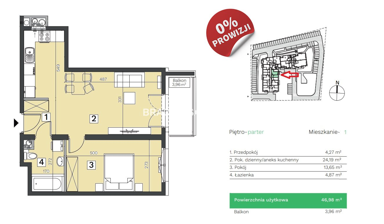 Mieszkanie 46,98 m², parter, oferta nr , BS2-MS-301974-32, Kraków, Podgórze Duchackie, Kurdwanów, Wincentego Witosa-idx