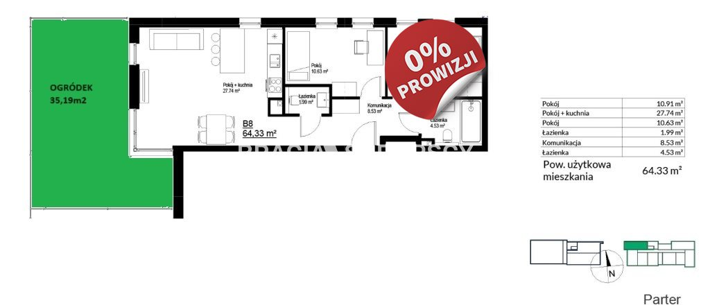 Mieszkanie 64,33 m², parter, oferta nr , BS2-MS-300144-17, Kraków, Bieżanów-Prokocim, Bieżanów, Bieżanów-idx