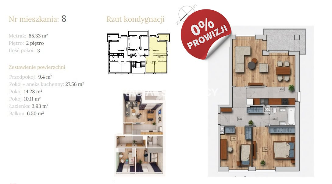 Mieszkanie 65,33 m², piętro 2, oferta nr , BS2-MS-304119-4, Wieliczka, Dębowa-idx