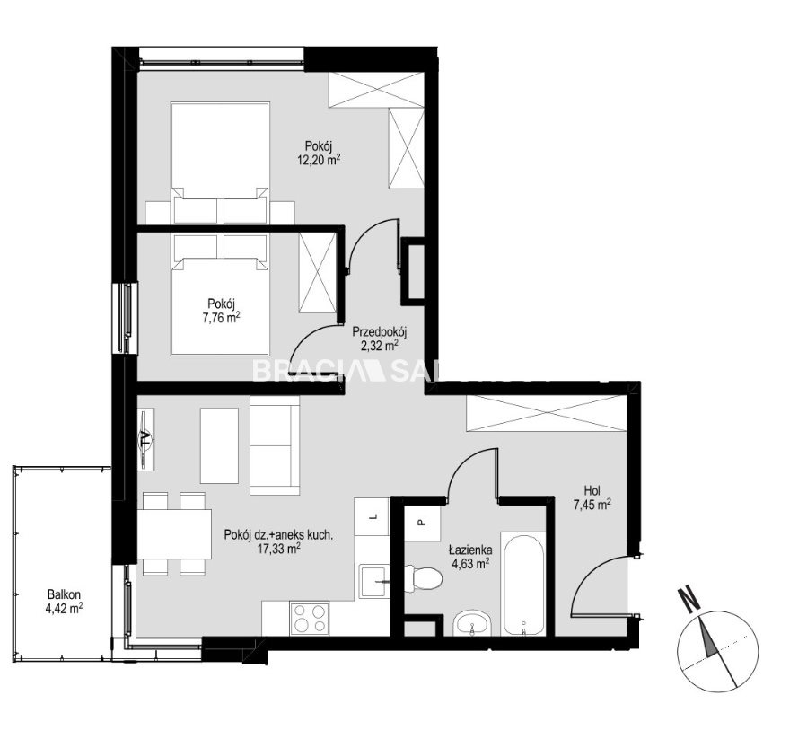 Mieszkanie 51,69 m², piętro 4, oferta nr , BS2-MS-300701-14, Kraków, Prądnik Czerwony, Józefa Łepkowskiego-idx