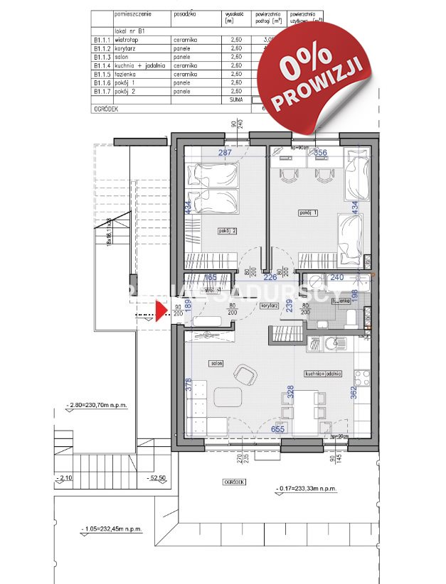 Mieszkanie 63,31 m², piętro 1, oferta nr , BS2-MS-302956-7, Kraków, Bieżanów-Prokocim, Bieżanów, Potrzask-idx