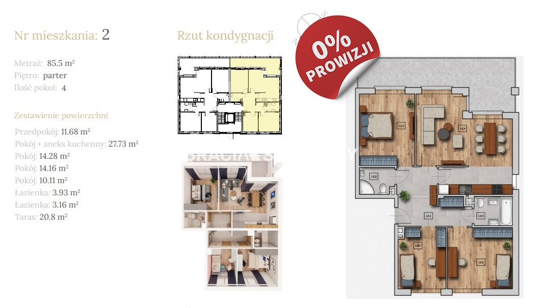 Mieszkanie 85,05 m², parter, oferta nr , BS2-MS-304134-2, Wieliczka, Dębowa-idx