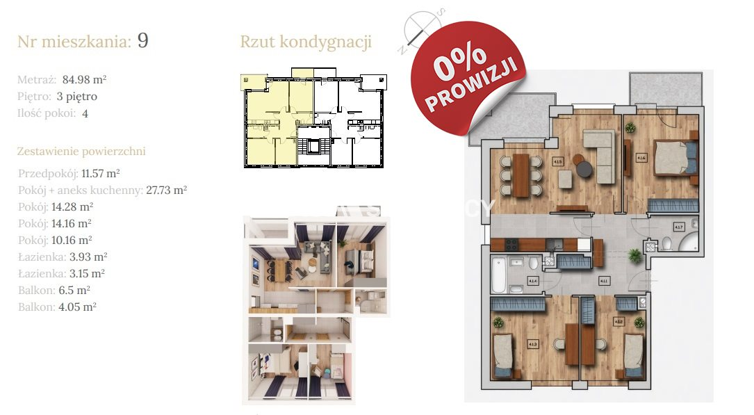 Mieszkanie 84,98 m², piętro 3, oferta nr , BS2-MS-304113-4, Wieliczka, Dębowa-idx