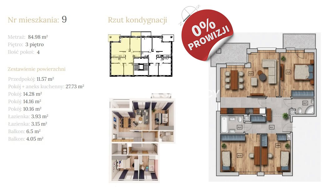 Mieszkanie 65,33 m², piętro 3, oferta nr , BS2-MS-304140-3, Wieliczka, Dębowa-idx