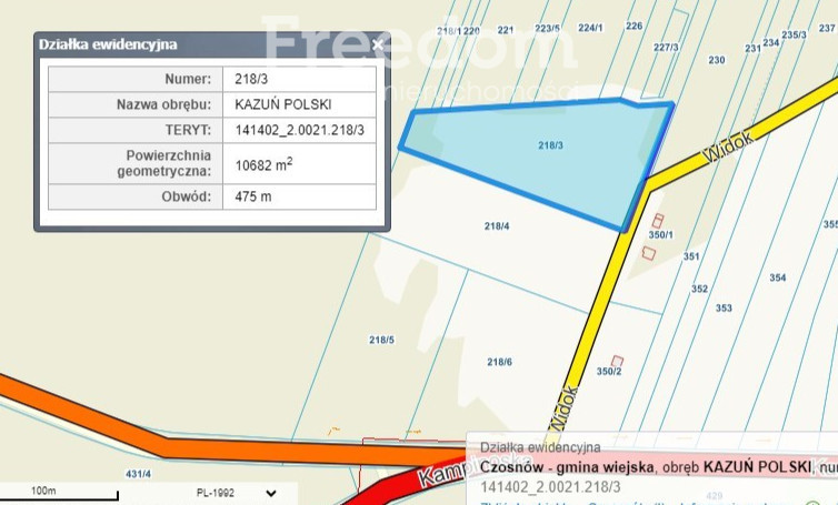 Działka 10 700,00 m², oferta nr , 8071/3685/OGS, Kazuń Polski, Widok-idx