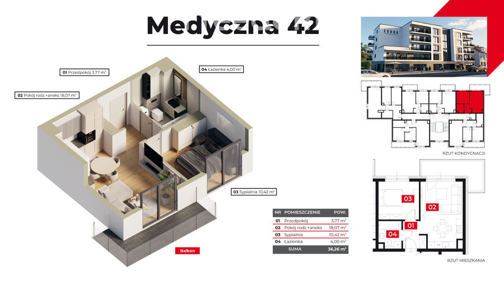 Mieszkanie 36,26 m², piętro 1, oferta nr , 33685/3685/OMS, Piła, Górne, Medyczna-idx