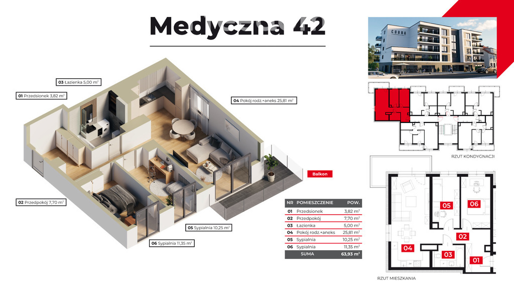 Mieszkanie 63,94 m², piętro 4, oferta nr , 33723/3685/OMS, Piła, Górne, Medyczna-idx