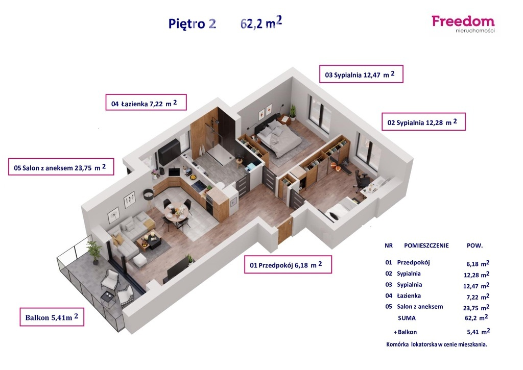 Mieszkanie 62,20 m², piętro 2, oferta nr , 34159/3685/OMS, Puck, Wejherowska-idx