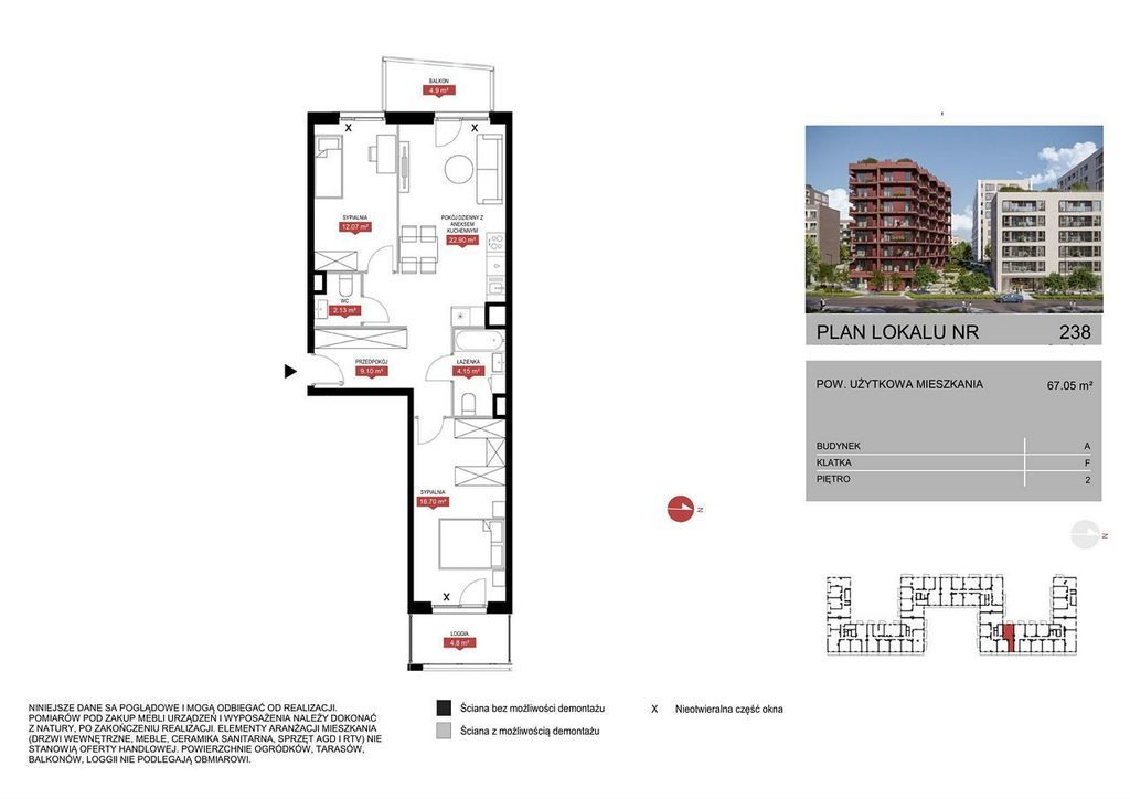 Mieszkanie 67,05 m², piętro 2, oferta nr , 28895/3685/OMS, Warszawa, Mokotów, Mokotów, Wołoska-idx