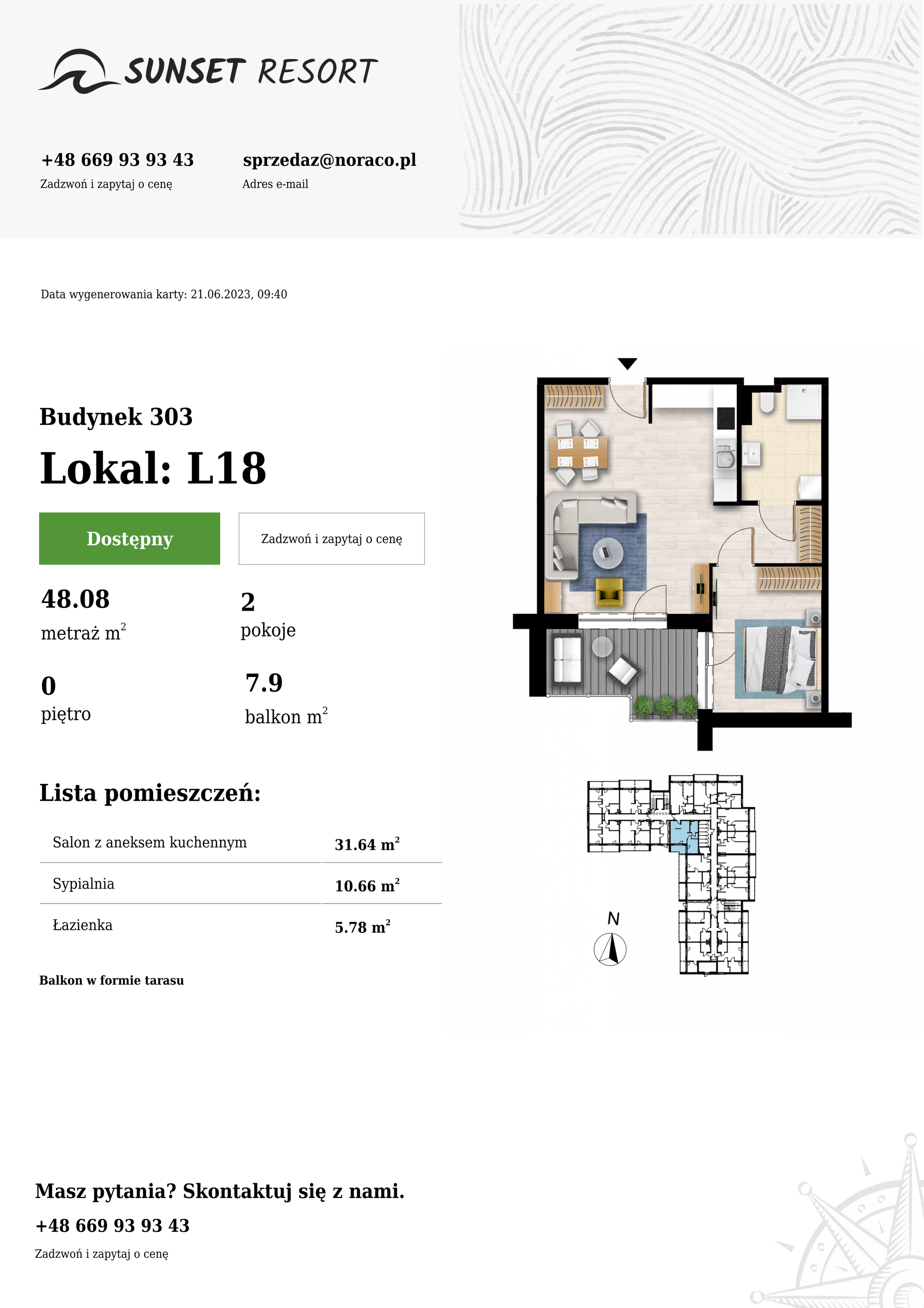 Apartament 48,08 m², parter, oferta nr L18, Sunset Resort, Grzybowo, ul. Nadmorska 106-idx