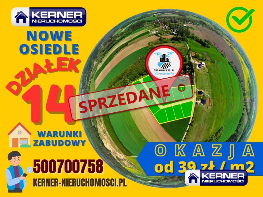 Działka 1 015,00 m², oferta nr , 5150/KRN/DZS-25310, Długołęka-idx