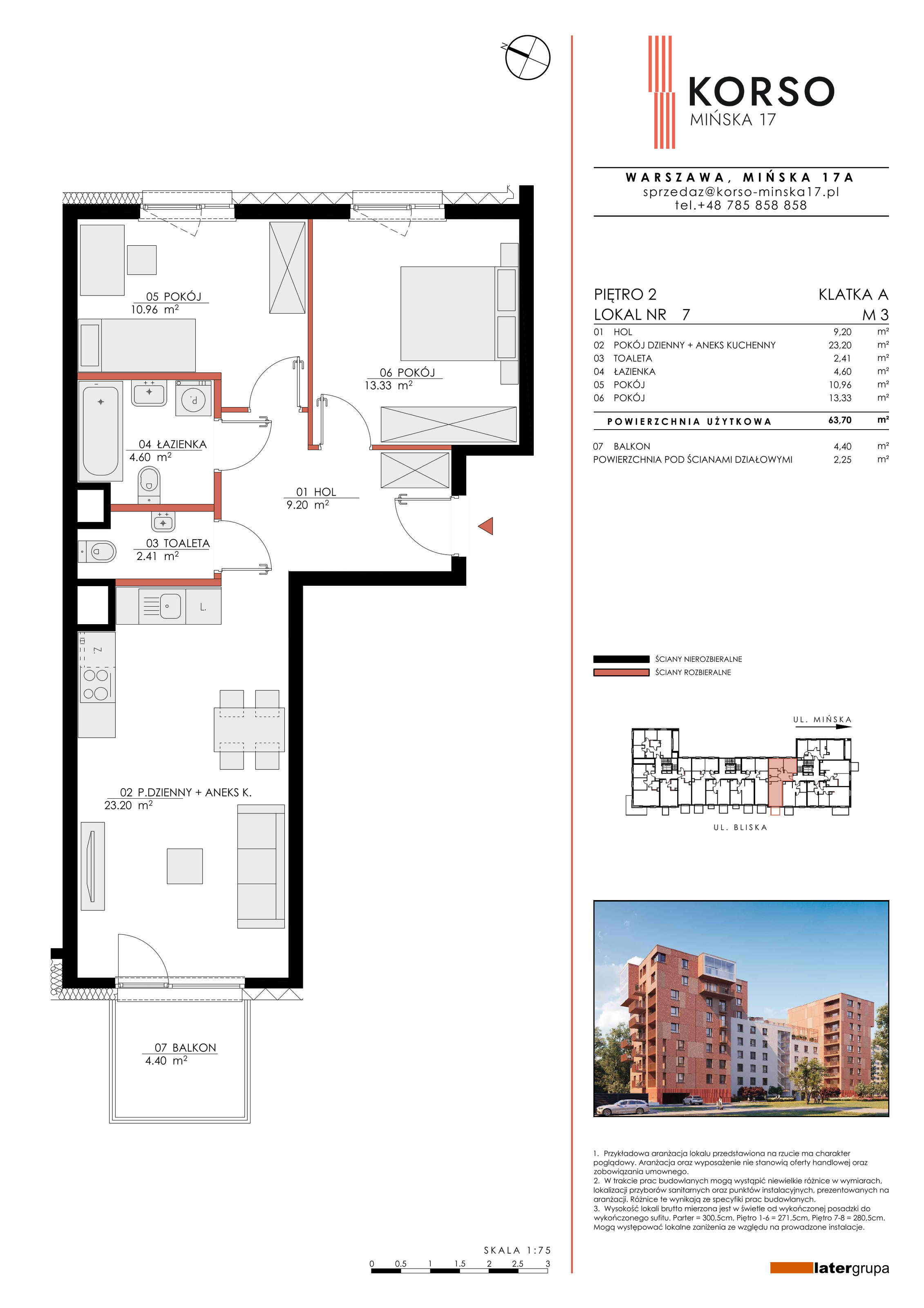 Apartament 63,70 m², piętro 2, oferta nr 7, KORSO Mińska 17, Warszawa, Praga Południe, Kamionek, ul. Mińska 17-idx