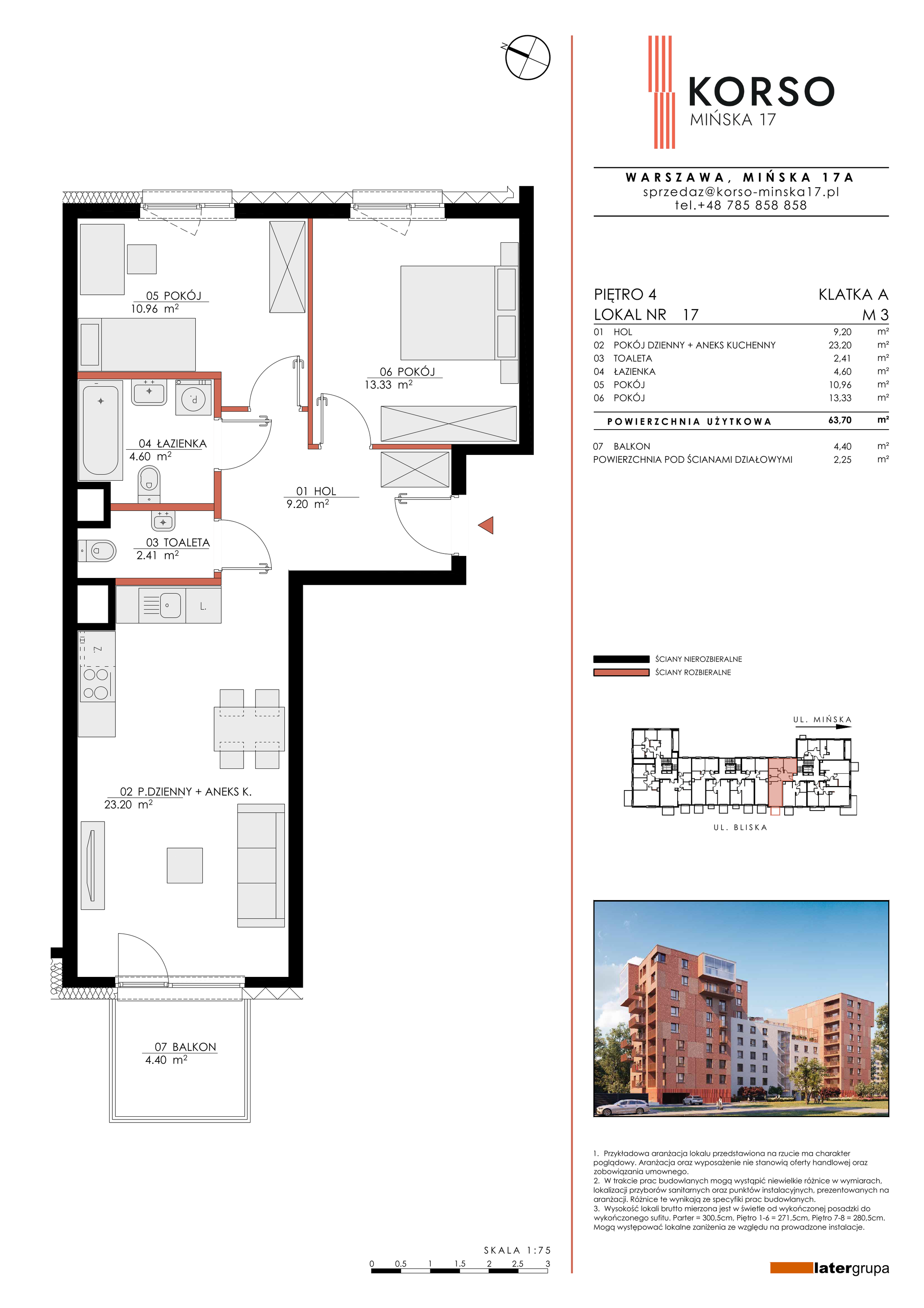 Apartament 63,70 m², piętro 4, oferta nr 17, KORSO Mińska 17, Warszawa, Praga Południe, Kamionek, ul. Mińska 17-idx