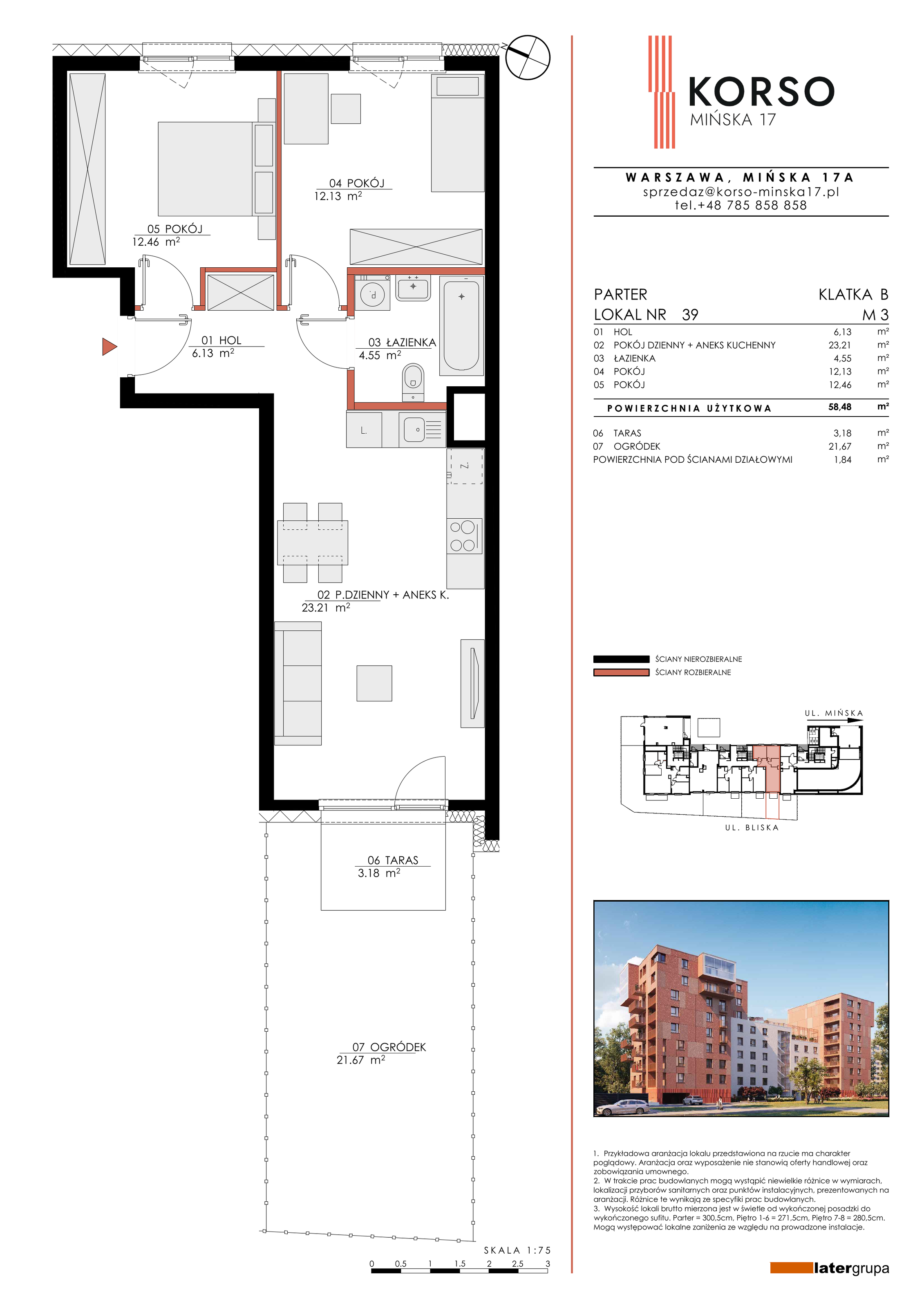 Apartament 58,48 m², parter, oferta nr 39, KORSO Mińska 17, Warszawa, Praga Południe, Kamionek, ul. Mińska 17-idx