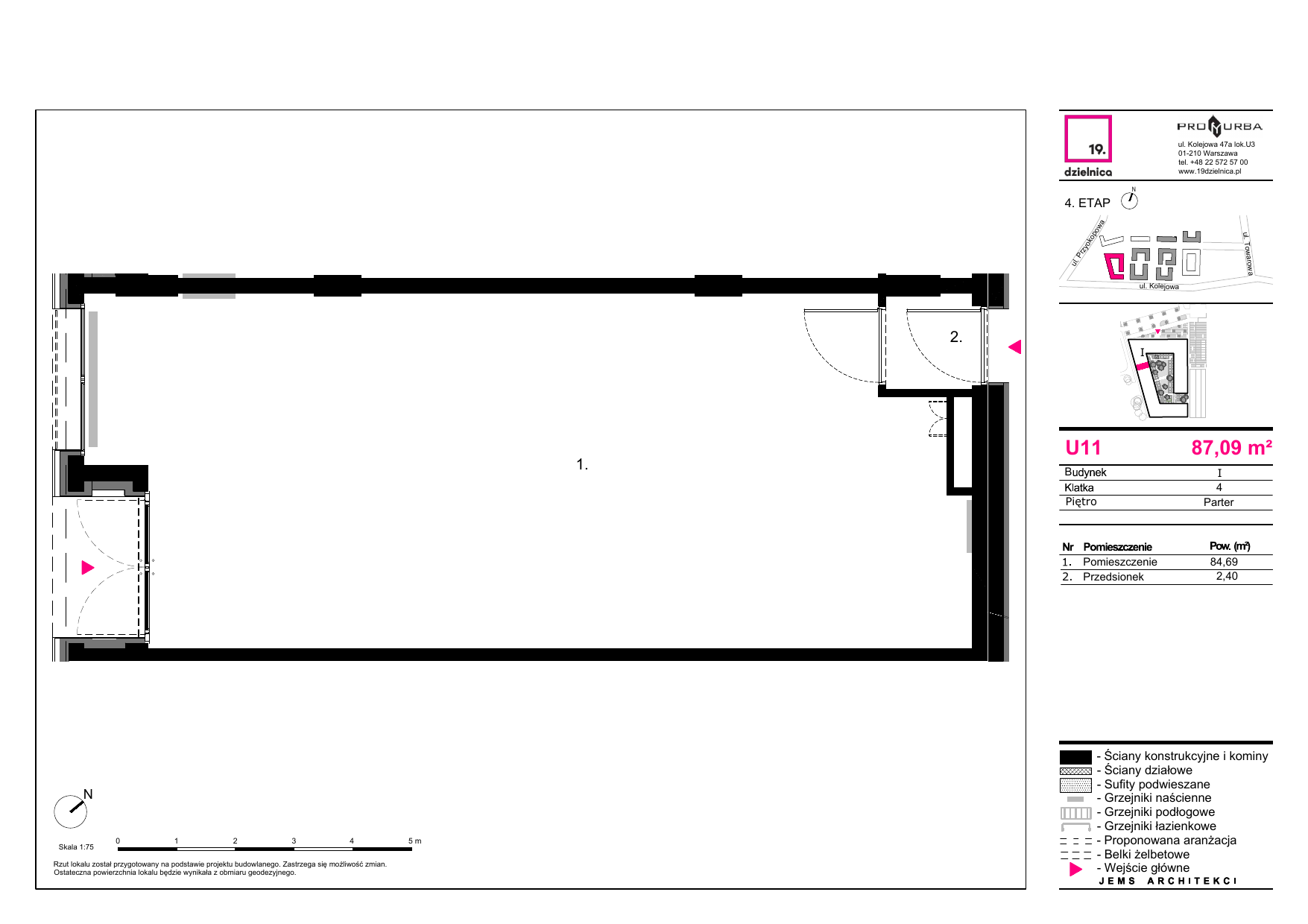 Lokal użytkowy 87,09 m², oferta nr I-U11, 19. Dzielnica - lokale użytkowe, Warszawa, Wola, Czyste, ul. Kolejowa 49-idx