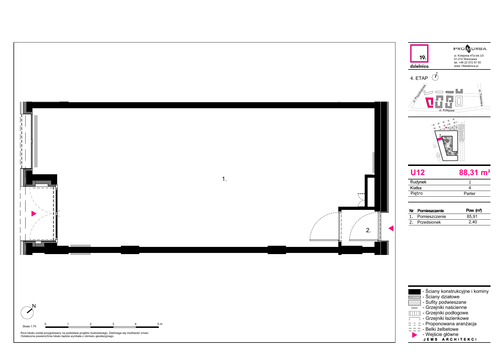 Lokal użytkowy 88,31 m², oferta nr I-U12, 19. Dzielnica - lokale użytkowe, Warszawa, Wola, Czyste, ul. Kolejowa 49-idx