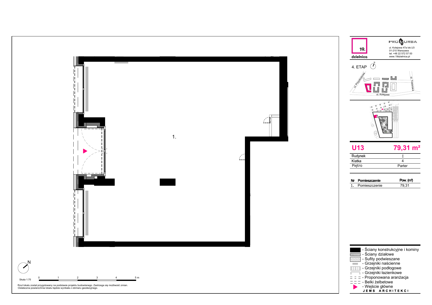 Lokal użytkowy 79,31 m², oferta nr I-U13, 19. Dzielnica - lokale użytkowe, Warszawa, Wola, Czyste, ul. Kolejowa 49-idx