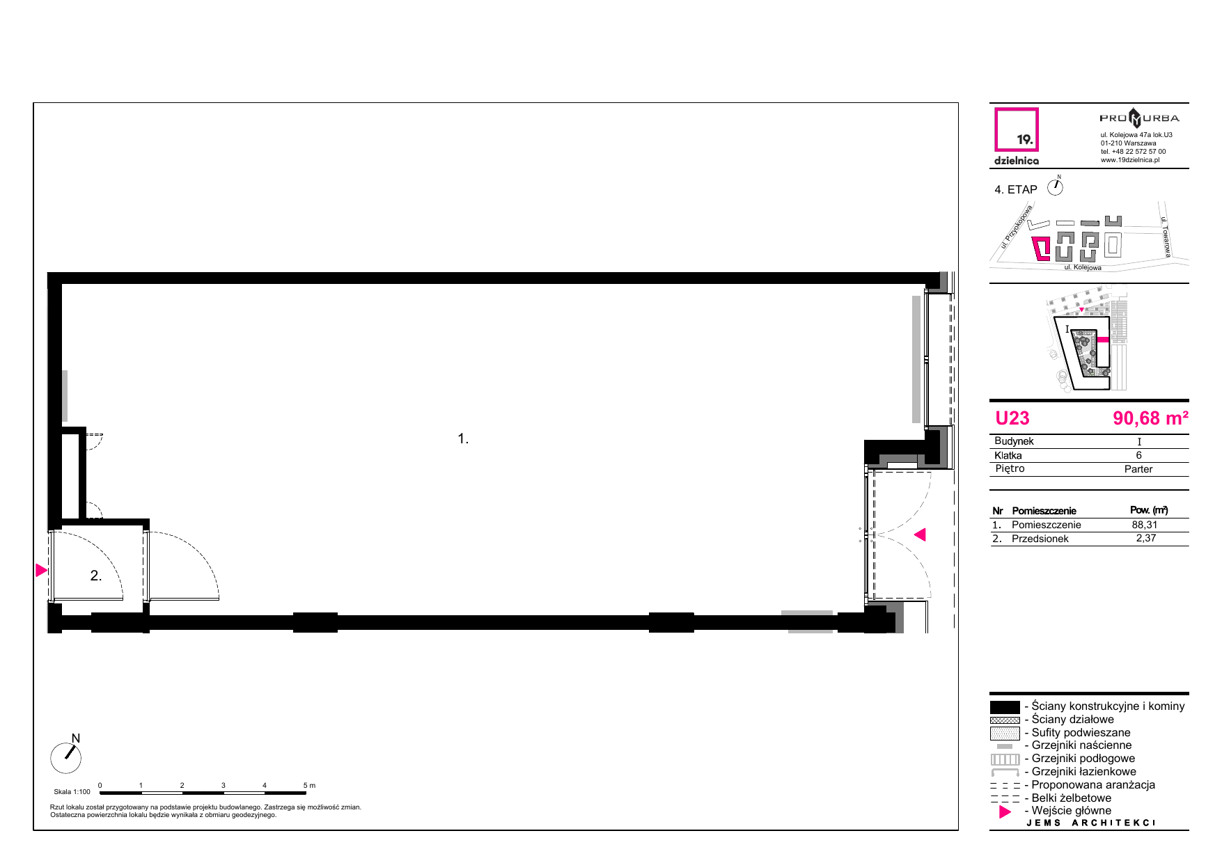 Lokal użytkowy 90,68 m², oferta nr I-U23, 19. Dzielnica - lokale użytkowe, Warszawa, Wola, Czyste, ul. Kolejowa 49-idx