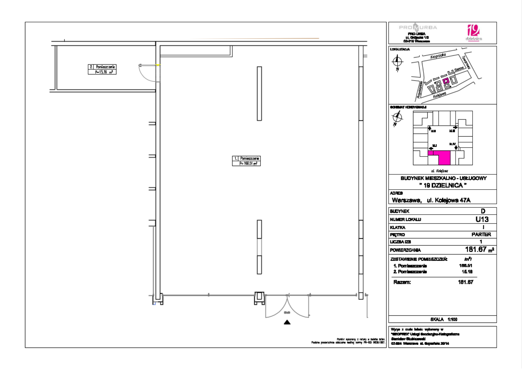 Lokal użytkowy 181,67 m², oferta nr D-U13, 19. Dzielnica - lokale użytkowe, Warszawa, Wola, Czyste, ul. Kolejowa 49-idx