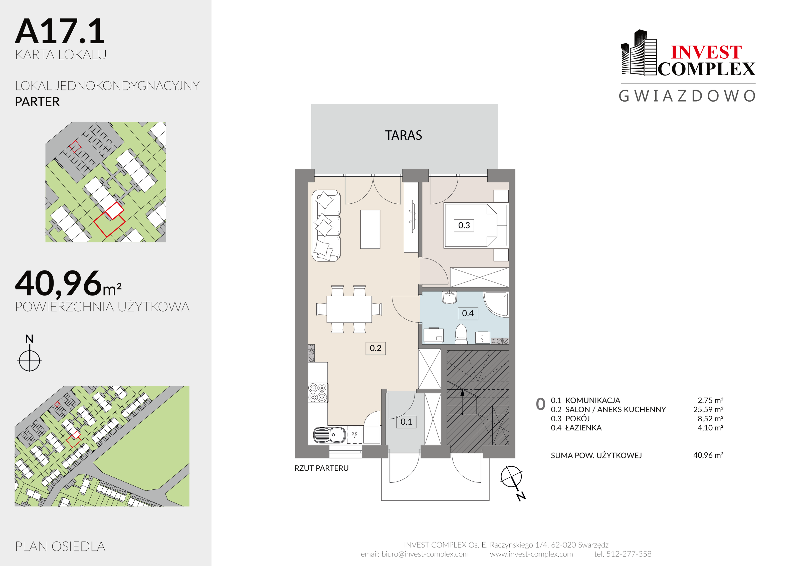 Mieszkanie 40,96 m², parter, oferta nr A17/1, Osiedle Gwiazdowo, Gwiazdowo, ul. Półwiejska-idx