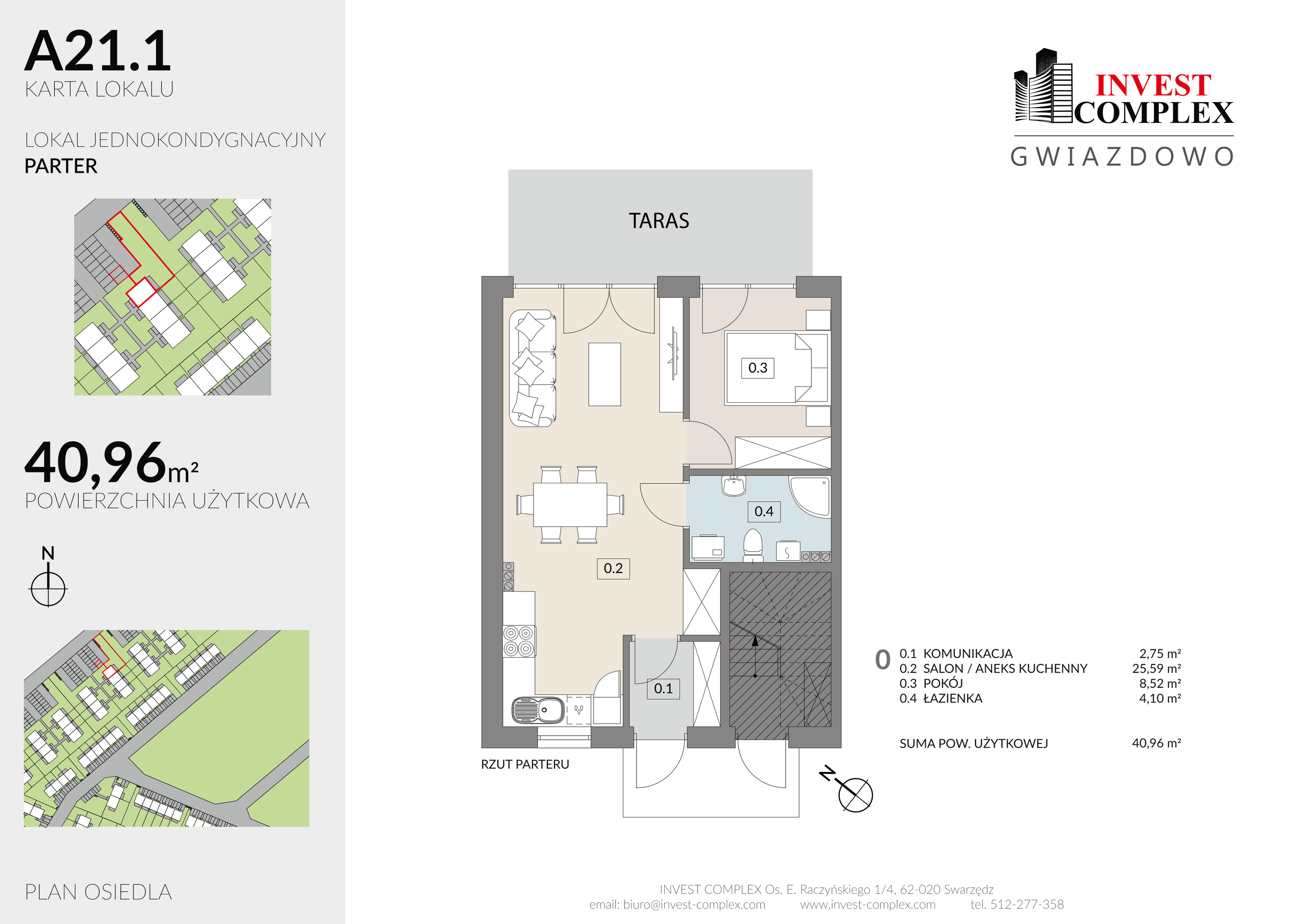 Mieszkanie 40,96 m², parter, oferta nr A21/1, Osiedle Gwiazdowo, Gwiazdowo, ul. Półwiejska-idx