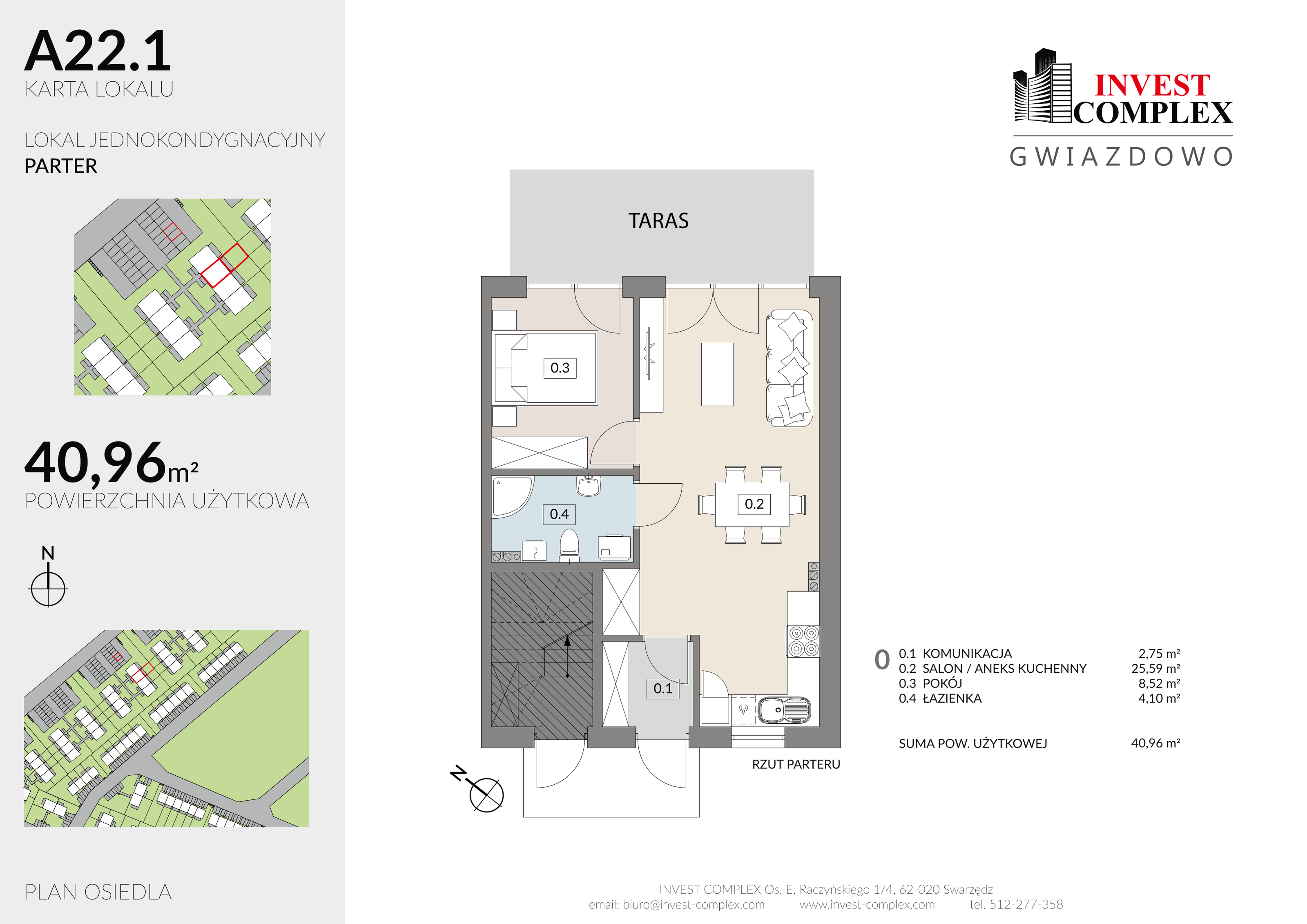 Mieszkanie 40,96 m², parter, oferta nr A22/1, Osiedle Gwiazdowo, Gwiazdowo, ul. Półwiejska-idx