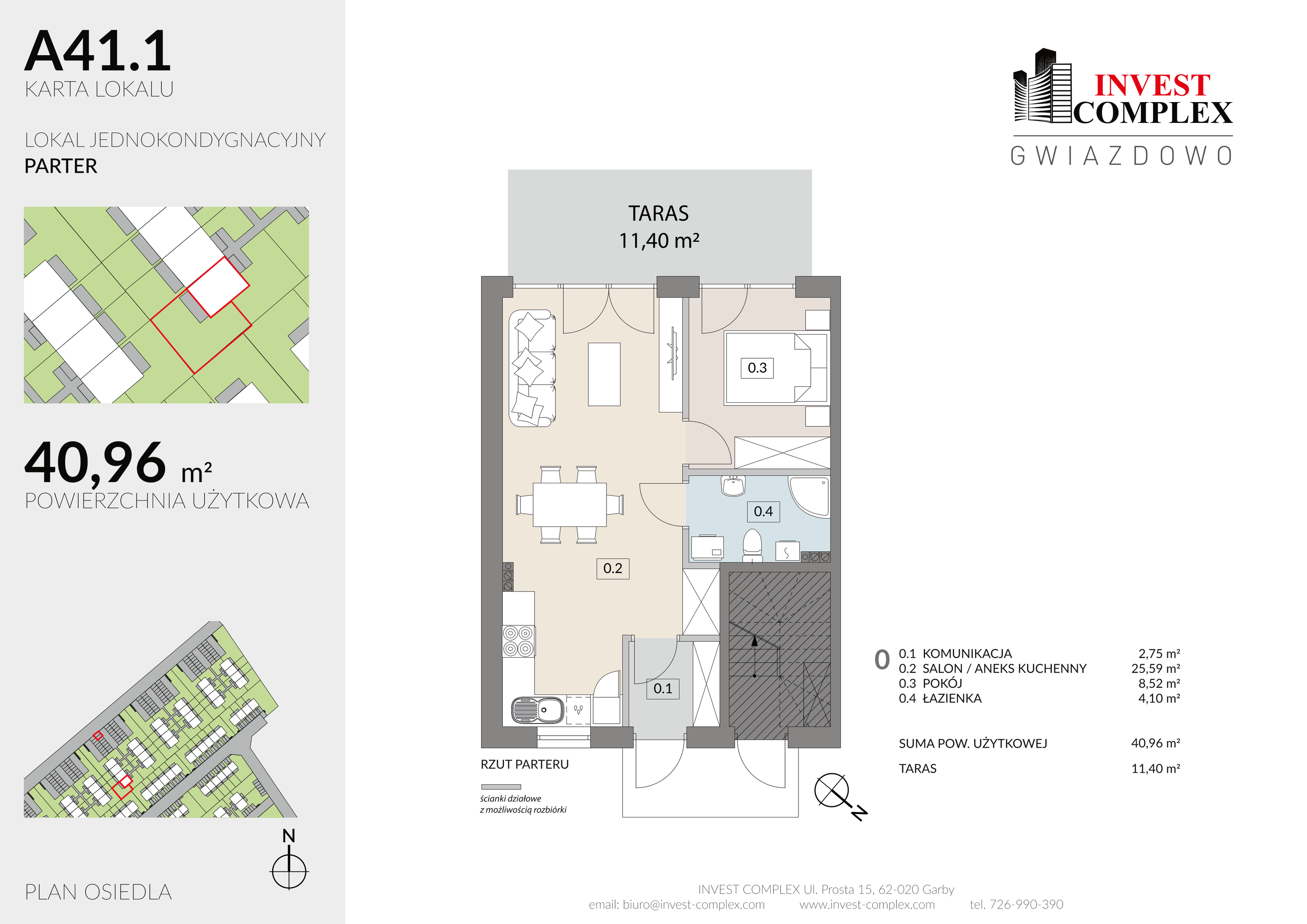 Mieszkanie 40,96 m², parter, oferta nr A41/1, Osiedle Gwiazdowo, Gwiazdowo, ul. Półwiejska-idx