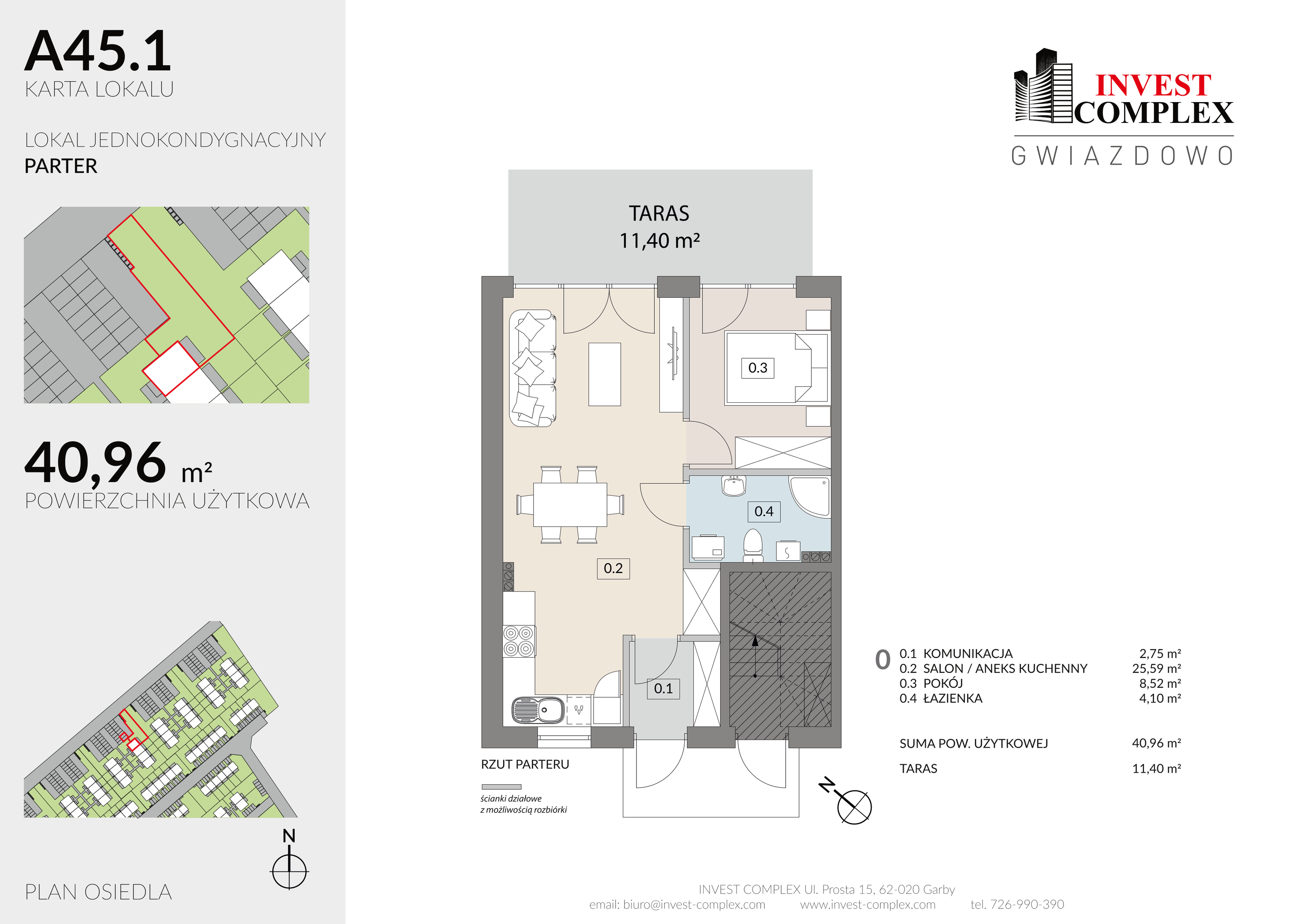 Mieszkanie 40,96 m², parter, oferta nr A45/1, Osiedle Gwiazdowo, Gwiazdowo, ul. Półwiejska-idx