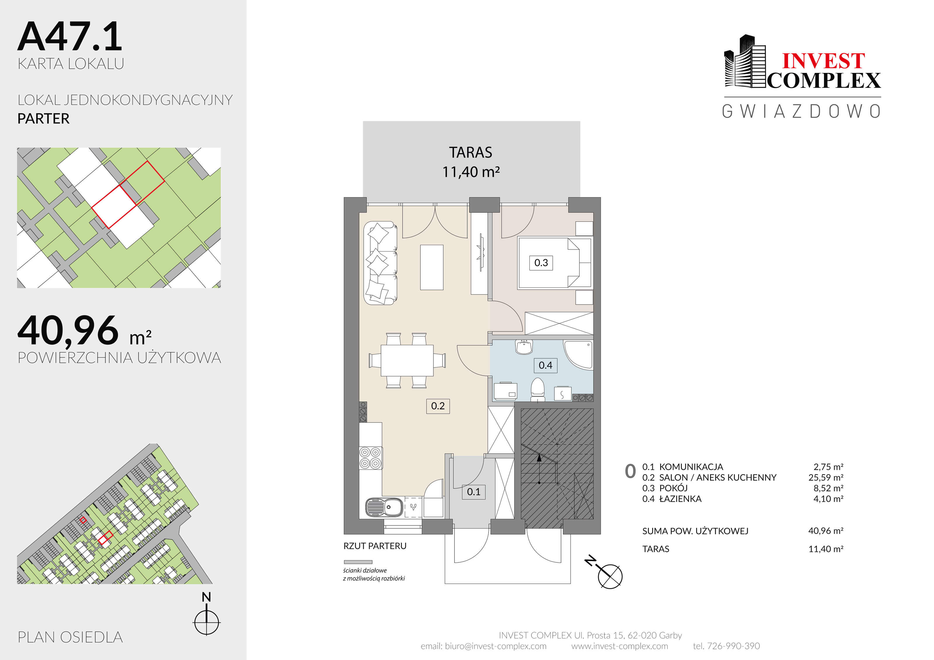 Mieszkanie 40,96 m², parter, oferta nr A47/1, Osiedle Gwiazdowo, Gwiazdowo, ul. Półwiejska-idx