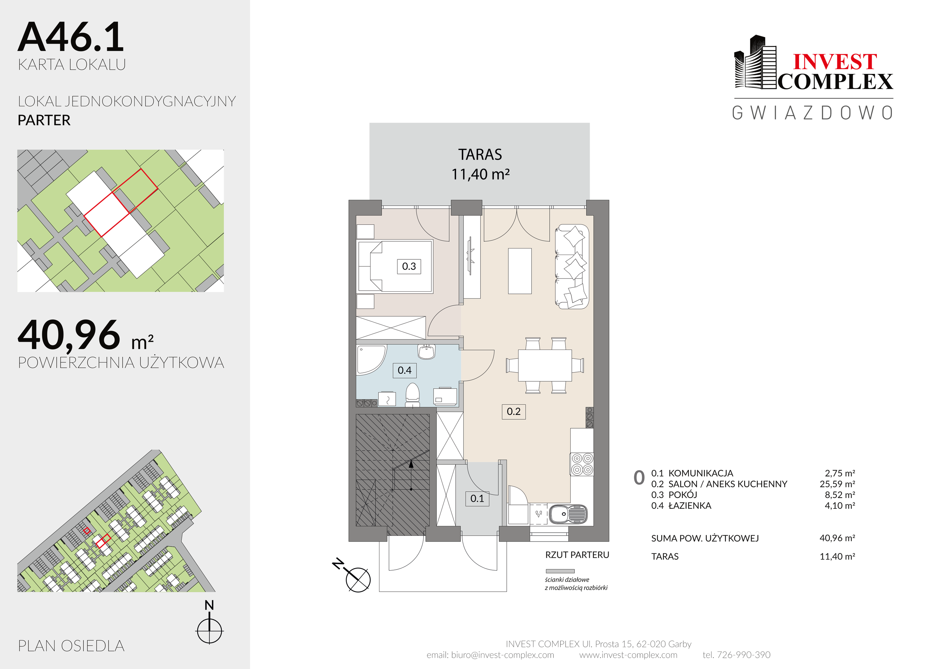 Mieszkanie 40,96 m², parter, oferta nr A46/1, Osiedle Gwiazdowo, Gwiazdowo, ul. Półwiejska-idx