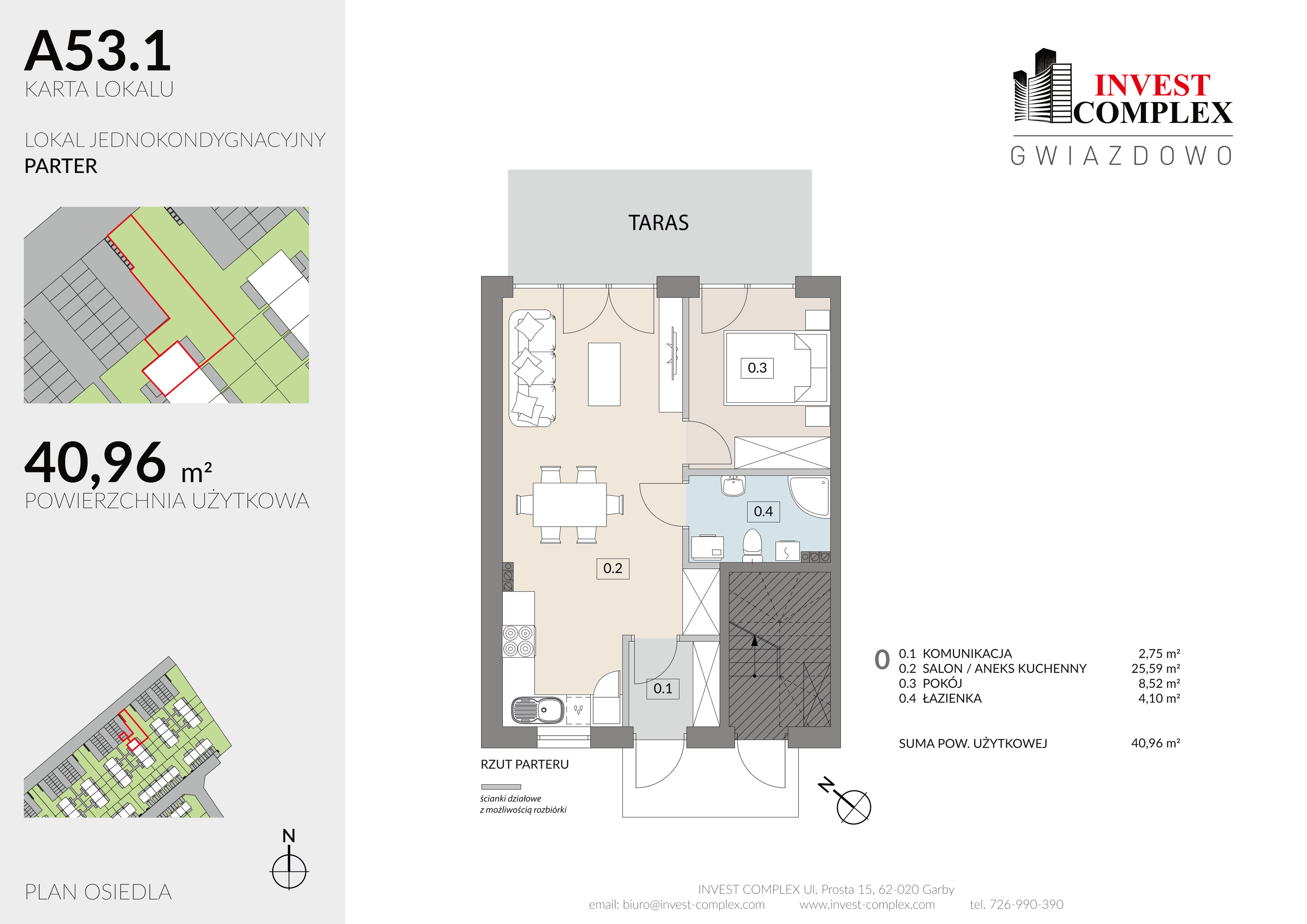 Mieszkanie 40,96 m², parter, oferta nr A53/1, Osiedle Gwiazdowo, Gwiazdowo, ul. Półwiejska-idx