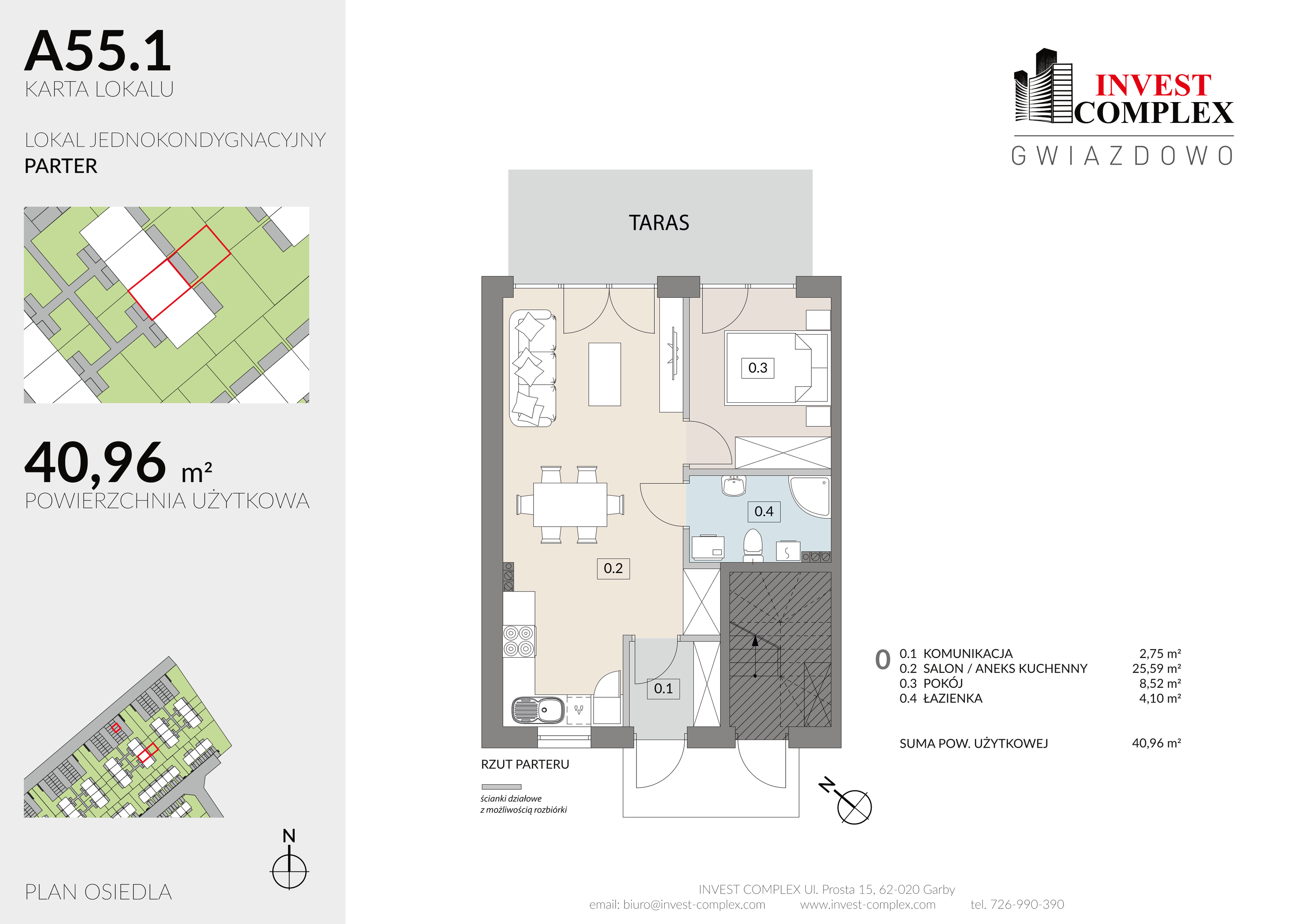 Mieszkanie 40,96 m², parter, oferta nr A55/1, Osiedle Gwiazdowo, Gwiazdowo, ul. Półwiejska-idx