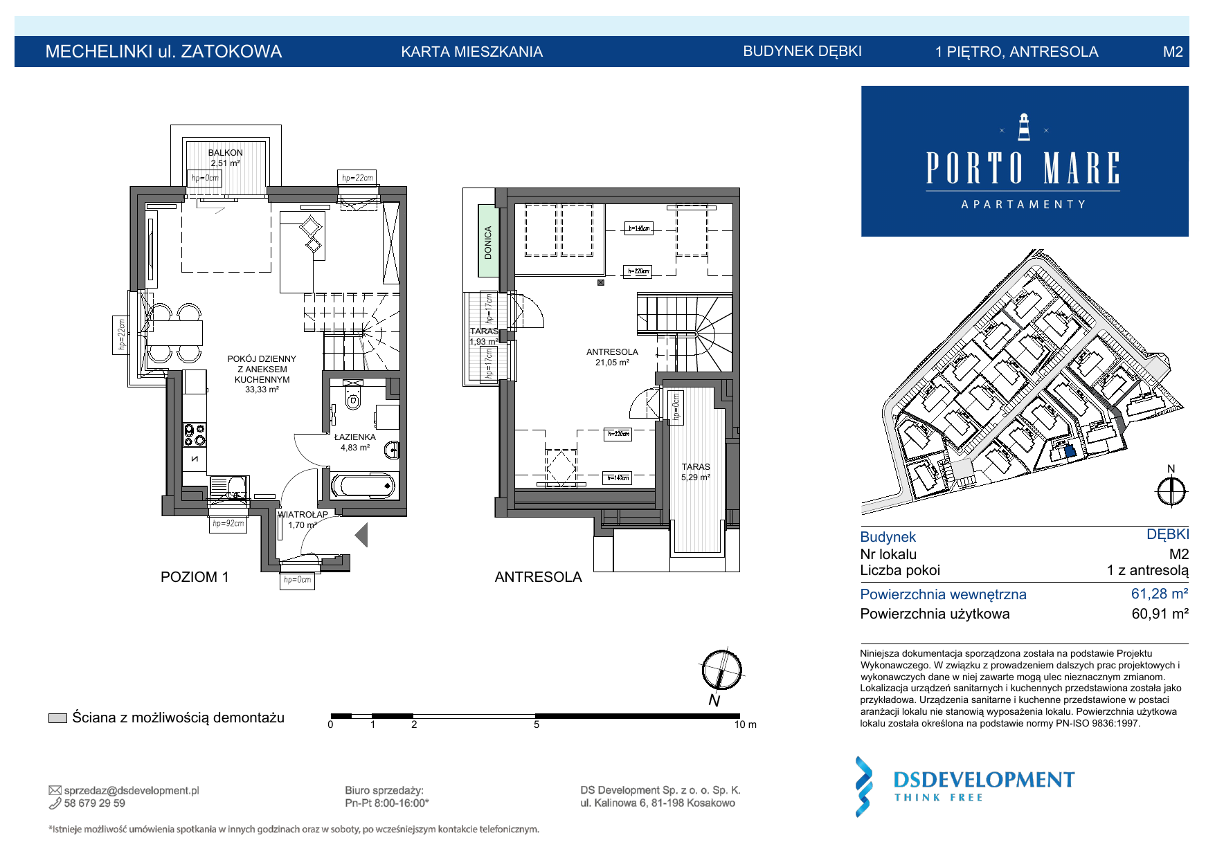 Apartament 60,91 m², piętro 1, oferta nr DĘBKI.M2, Porto Mare, Mechelinki, ul. Zatokowa-idx