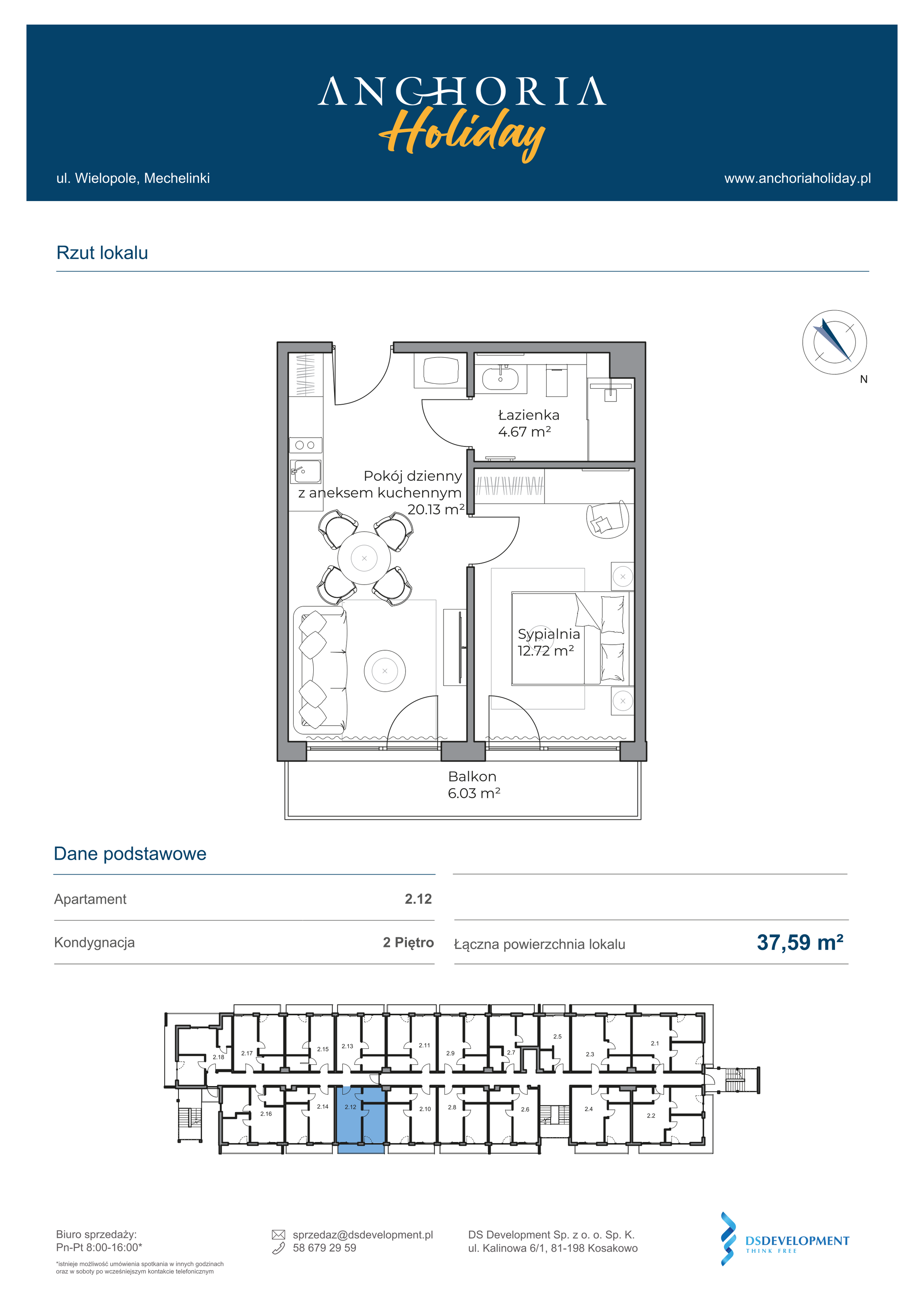 Apartament inwestycyjny 37,52 m², piętro 2, oferta nr B_2_12, Anchoria Holiday, Mechelinki, ul. Wielopole 36-idx