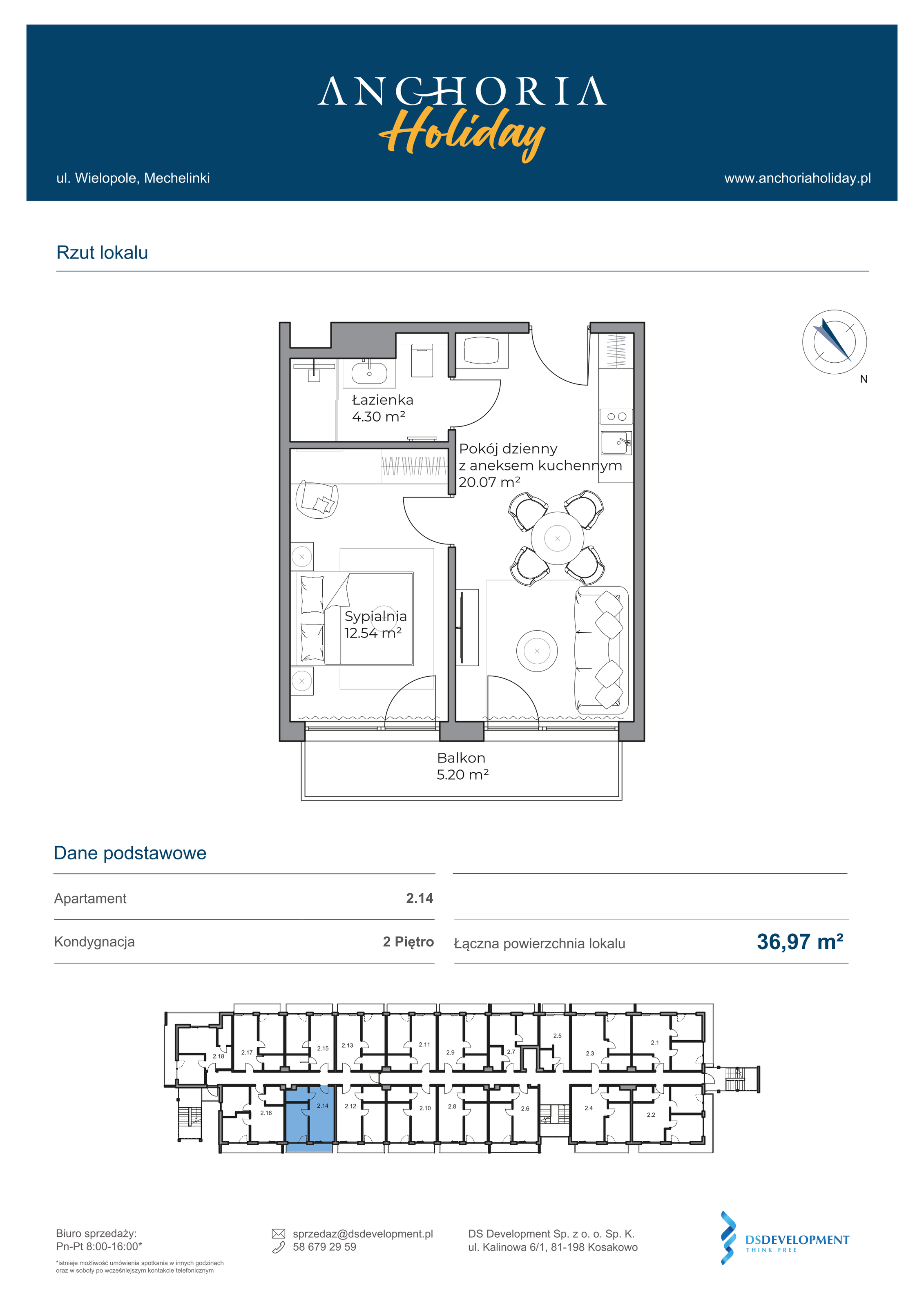 Apartament inwestycyjny 36,91 m², piętro 2, oferta nr B_2_14, Anchoria Holiday, Mechelinki, ul. Wielopole 36-idx