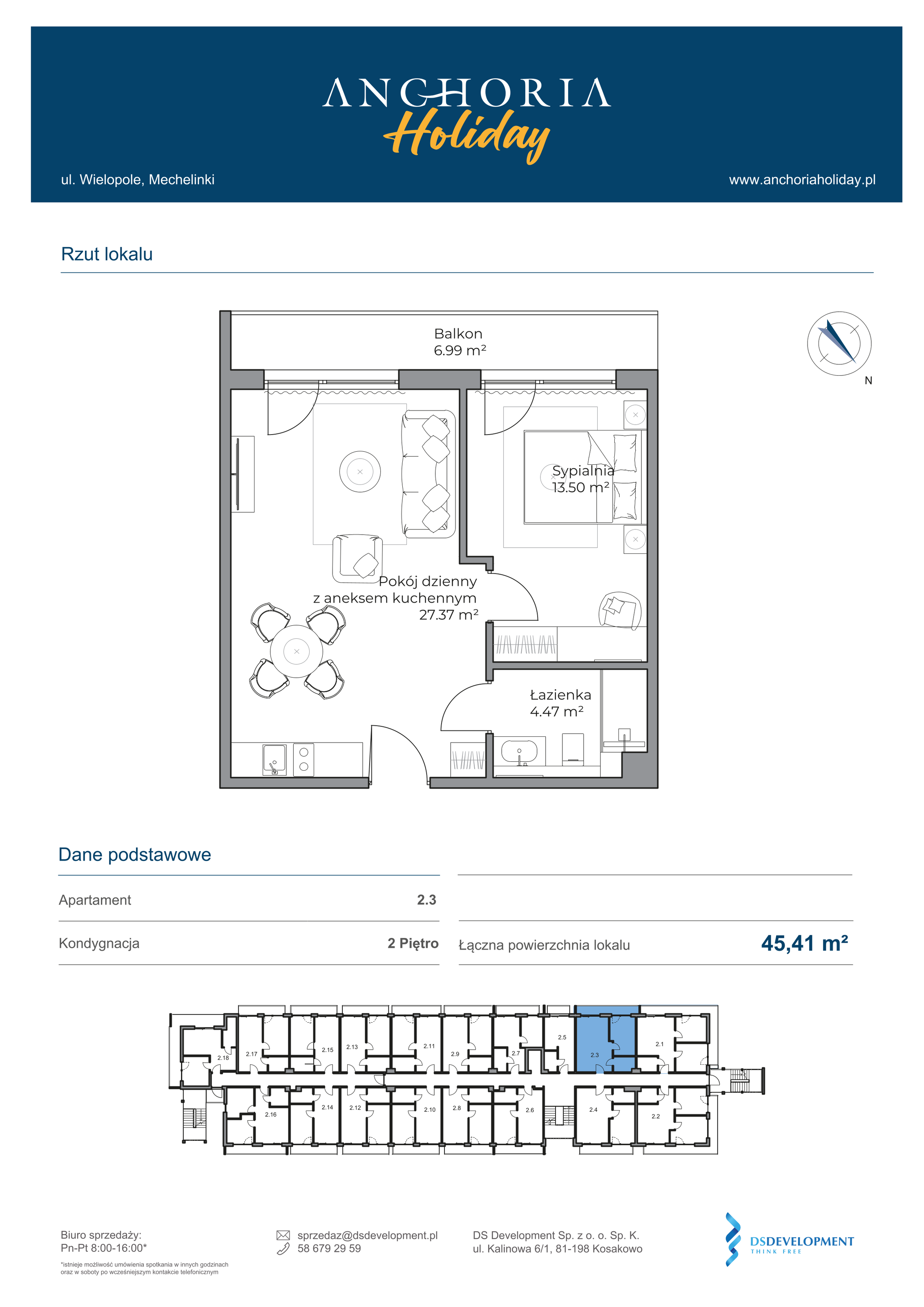 Apartament inwestycyjny 45,34 m², piętro 2, oferta nr B_2_3, Anchoria Holiday, Mechelinki, ul. Wielopole 36-idx