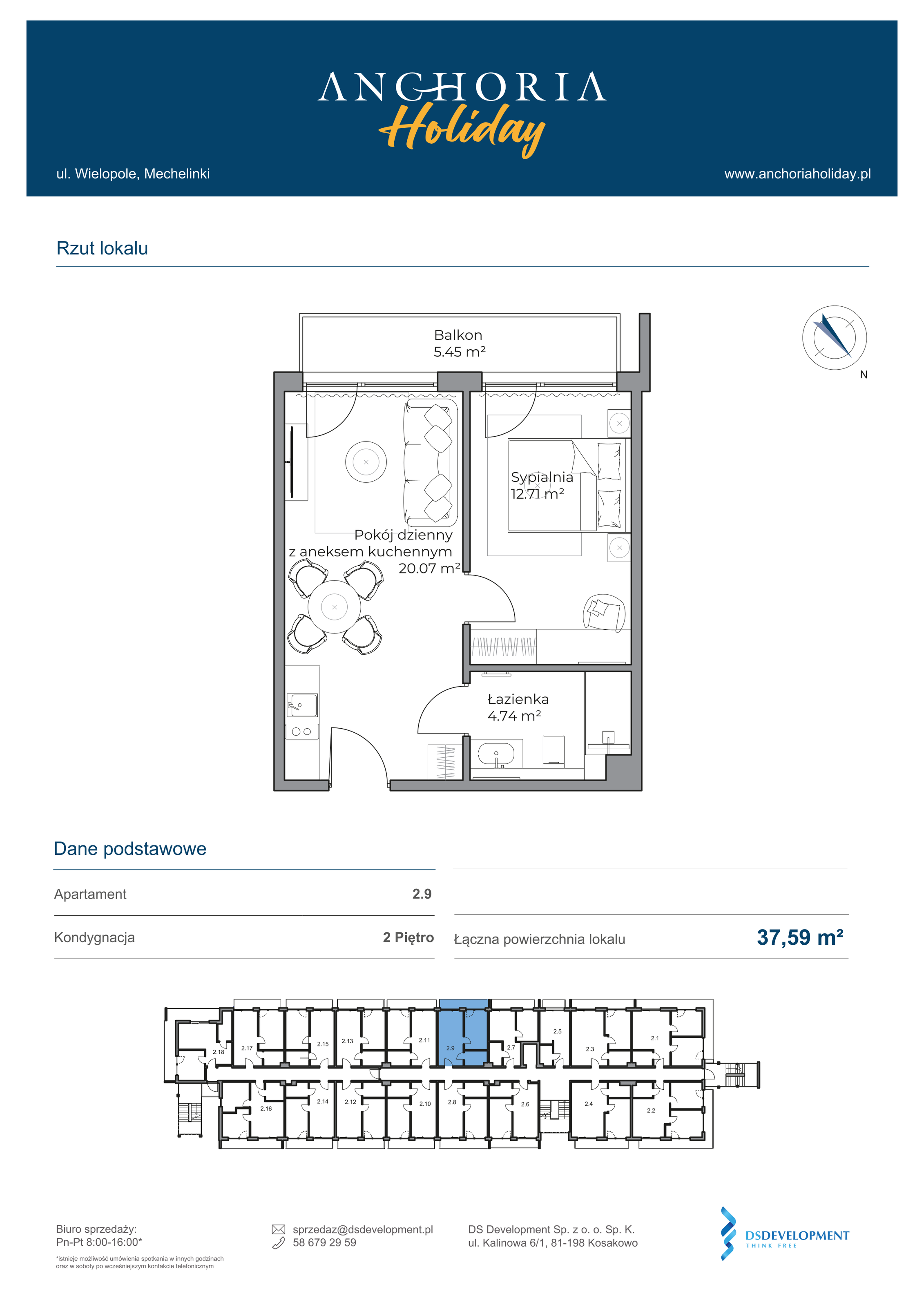 Apartament inwestycyjny 37,52 m², piętro 2, oferta nr B_2_9, Anchoria Holiday, Mechelinki, ul. Wielopole 36-idx