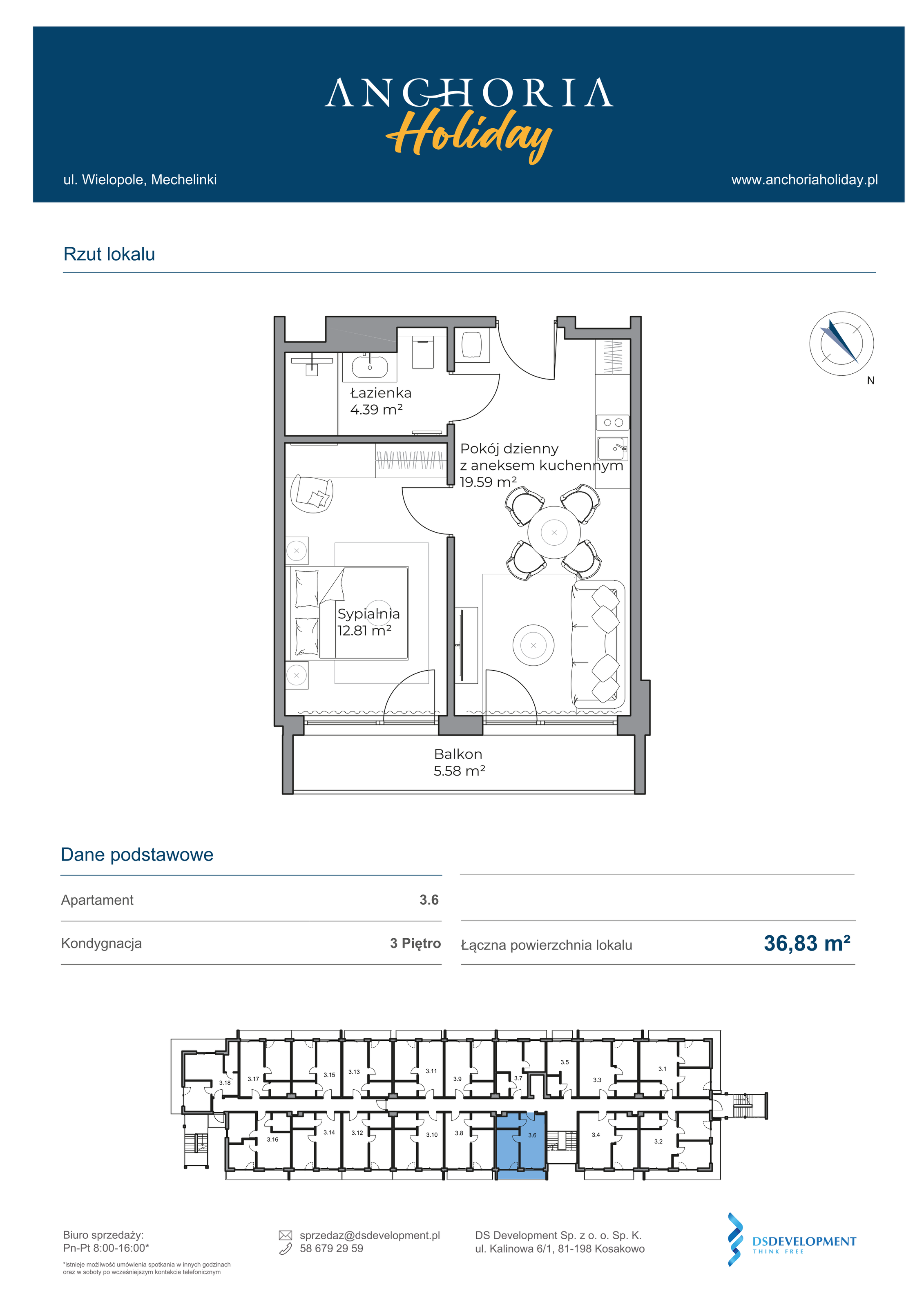 Apartament inwestycyjny 36,79 m², piętro 3, oferta nr B_3_6, Anchoria Holiday, Mechelinki, ul. Wielopole 36-idx