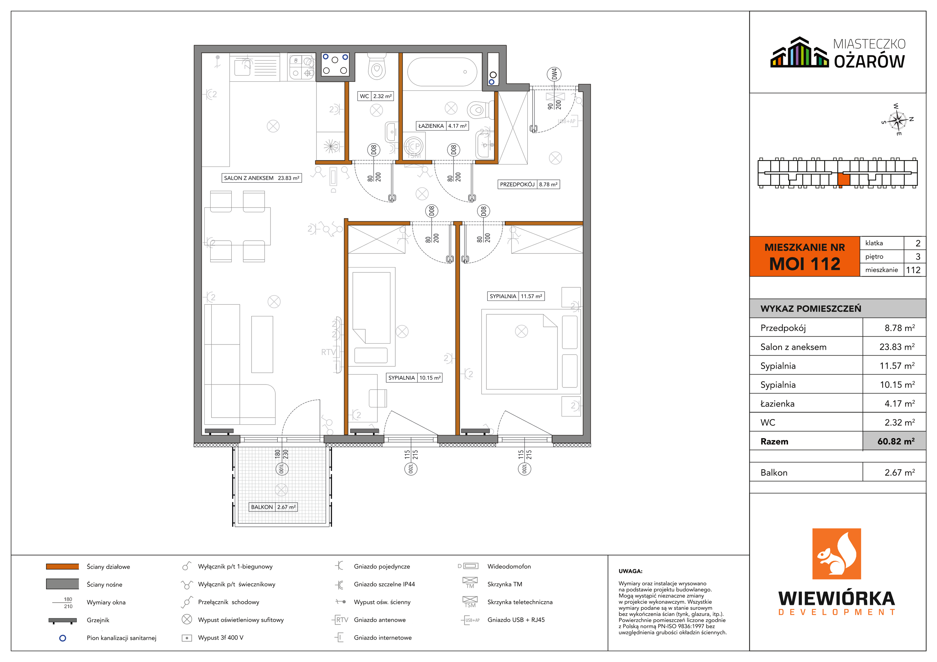 Mieszkanie 60,82 m², piętro 3, oferta nr MOI112, Miasteczko Ożarów, Ożarów Mazowiecki, ul. Kapucka-idx