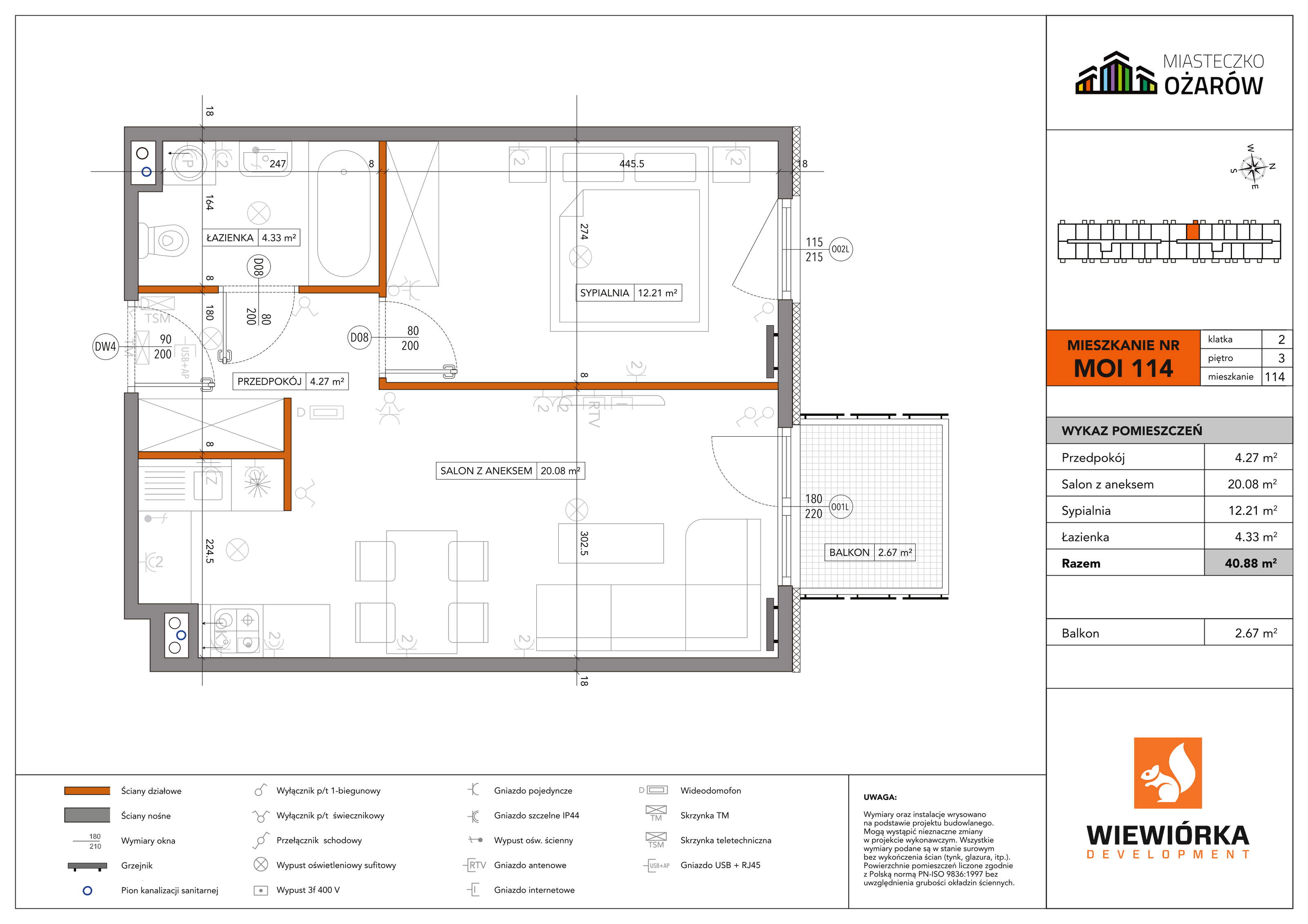 Mieszkanie 40,88 m², piętro 3, oferta nr MOI114, Miasteczko Ożarów, Ożarów Mazowiecki, ul. Kapucka-idx