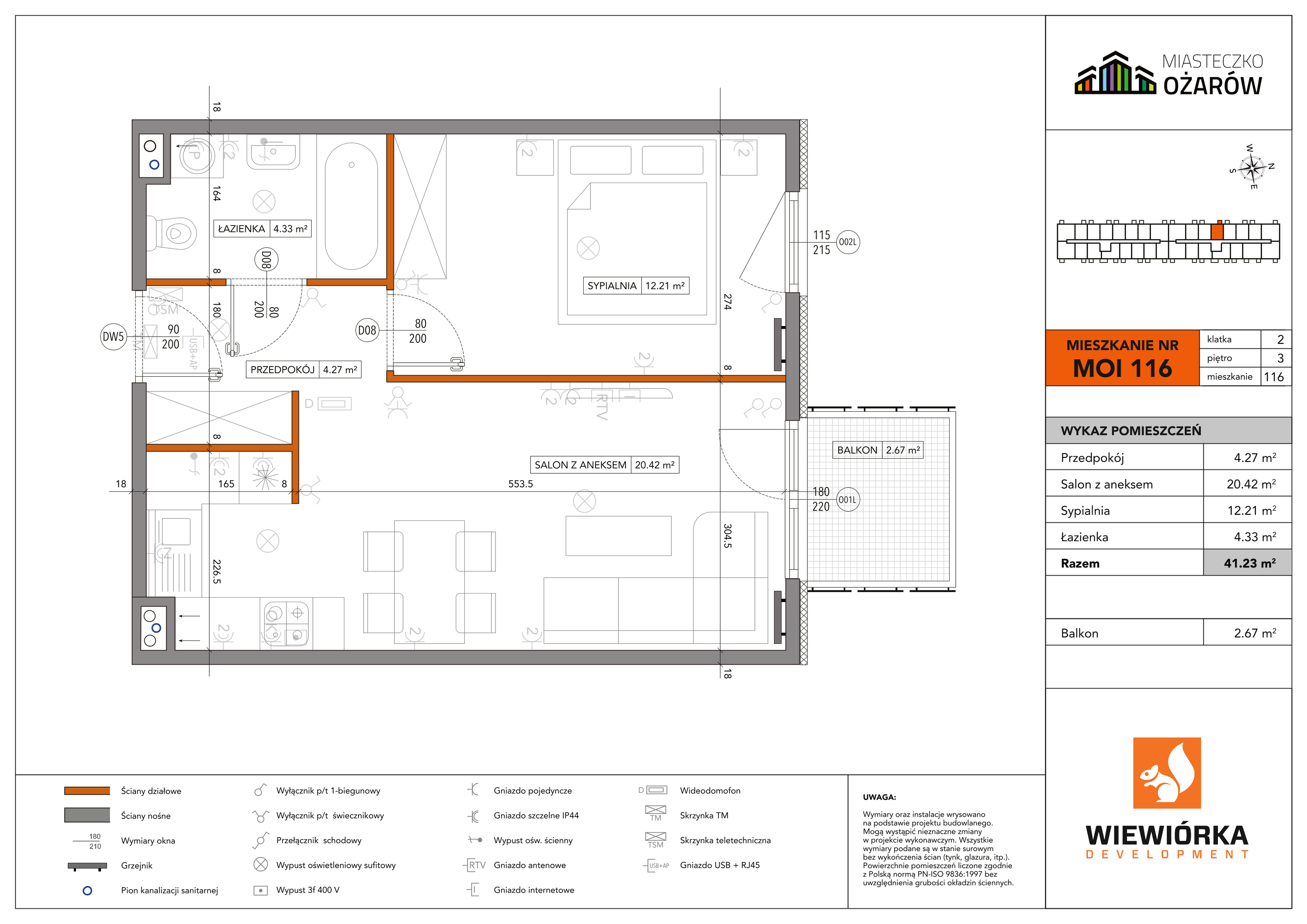 Mieszkanie 41,23 m², piętro 3, oferta nr MOI116, Miasteczko Ożarów, Ożarów Mazowiecki, ul. Kapucka-idx