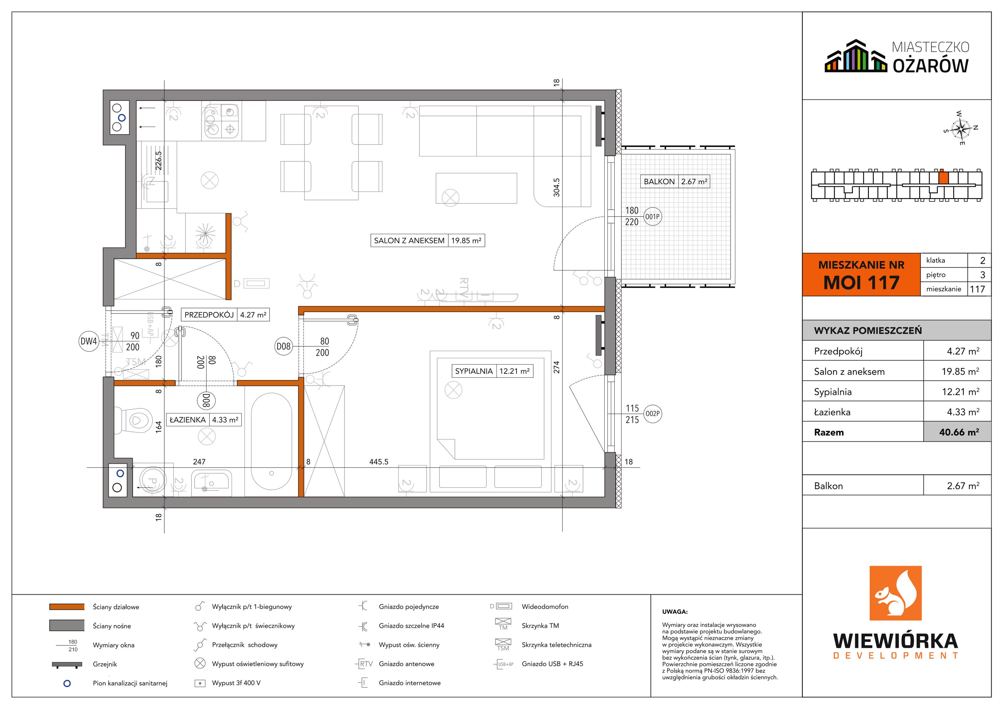 Mieszkanie 40,66 m², piętro 3, oferta nr MOI117, Miasteczko Ożarów, Ożarów Mazowiecki, ul. Kapucka-idx